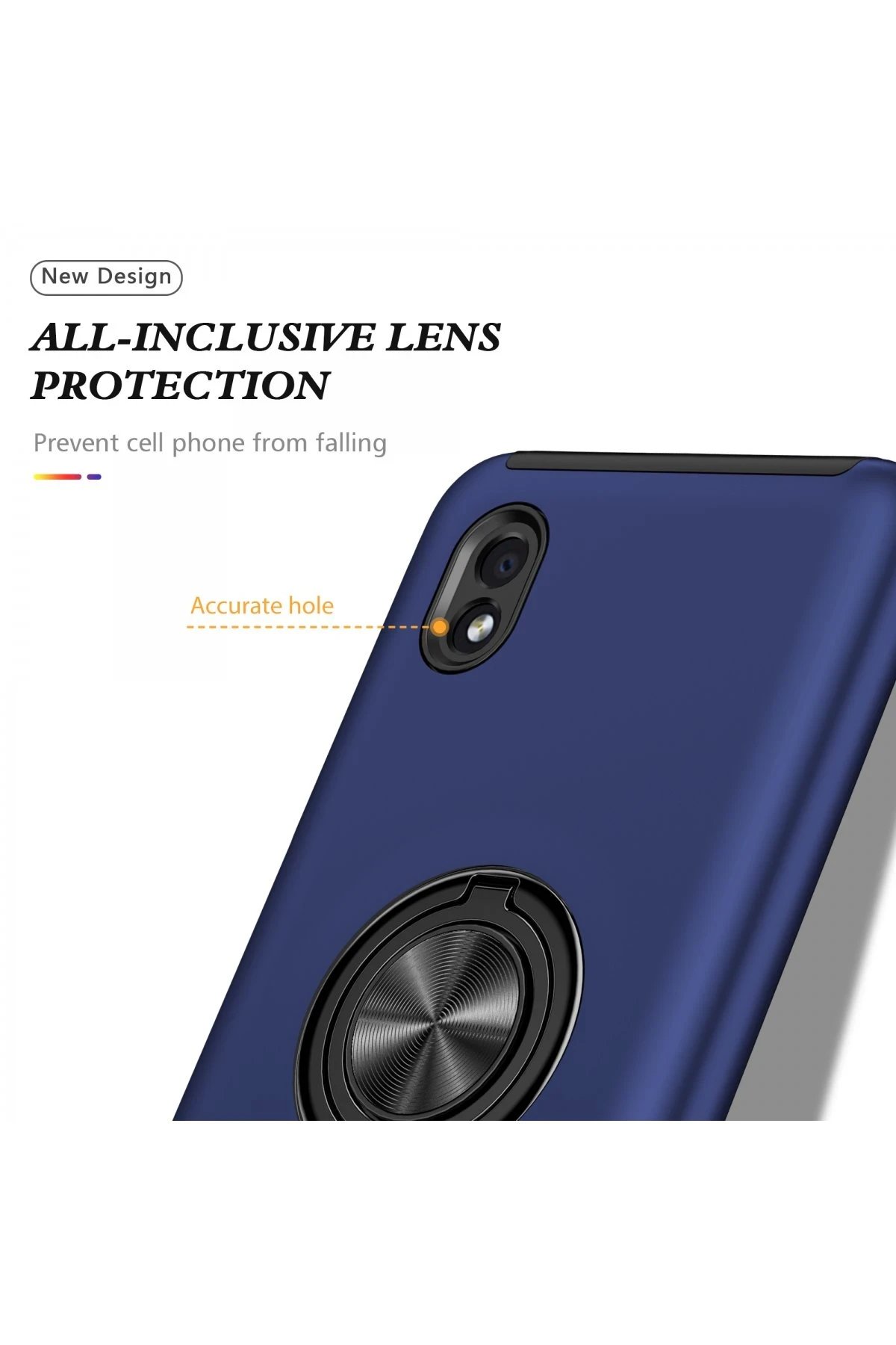 Newface Samsung Galaxy A01 Core Kılıf Elit Yüzüklü Kapak - Lacivert