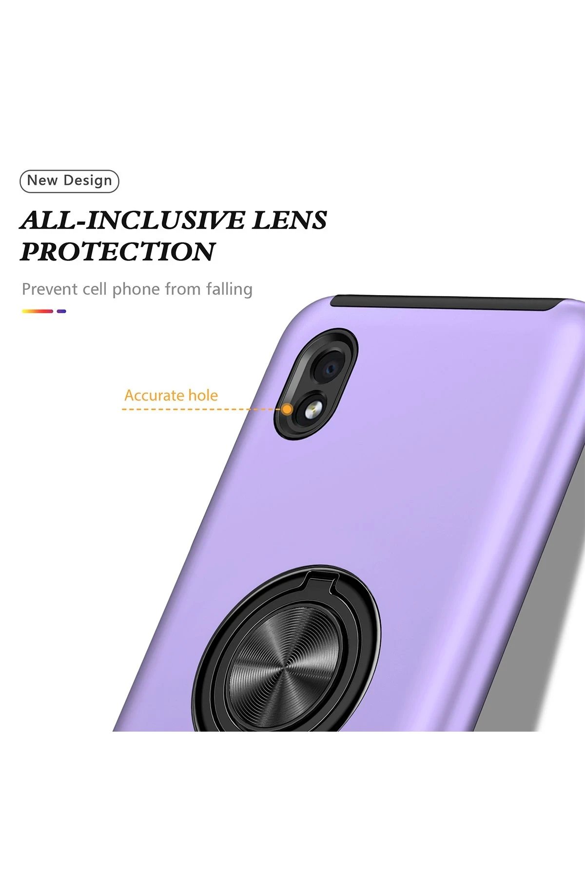 Newface Samsung Galaxy A01 Core Kılıf Elit Yüzüklü Kapak - Mor