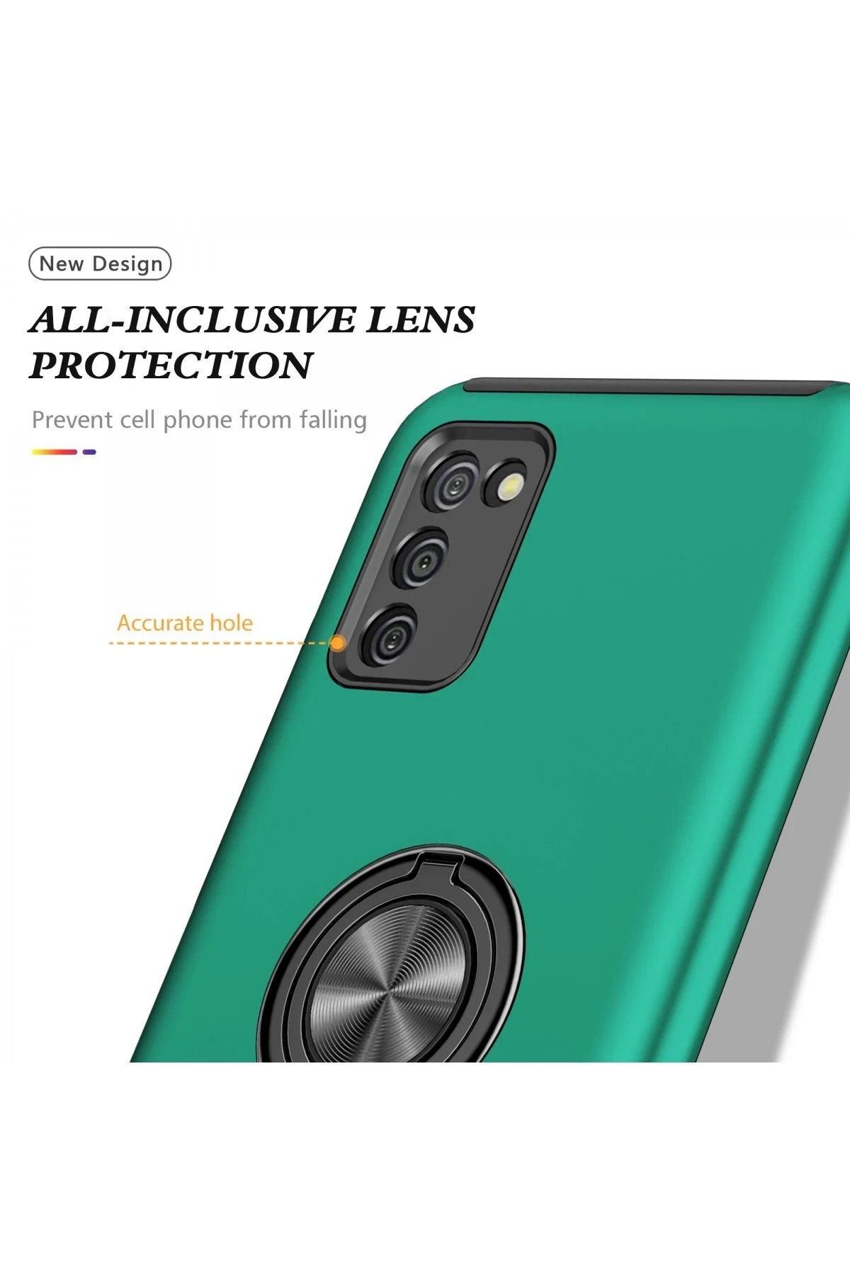 Newface Samsung Galaxy A02S Kılıf Elit Yüzüklü Kapak - Yeşil