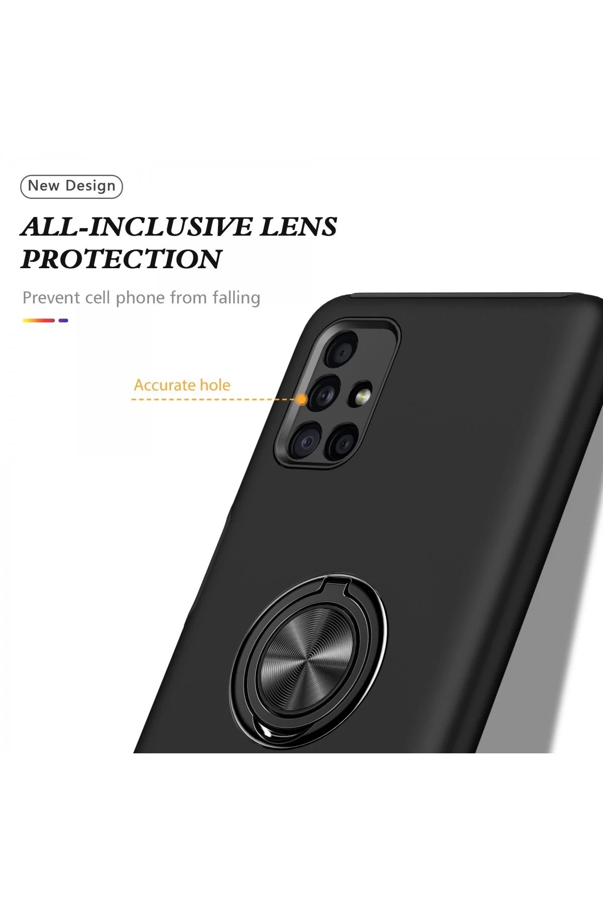 Newface Samsung Galaxy M51 Kılıf Elit Yüzüklü Kapak - Siyah