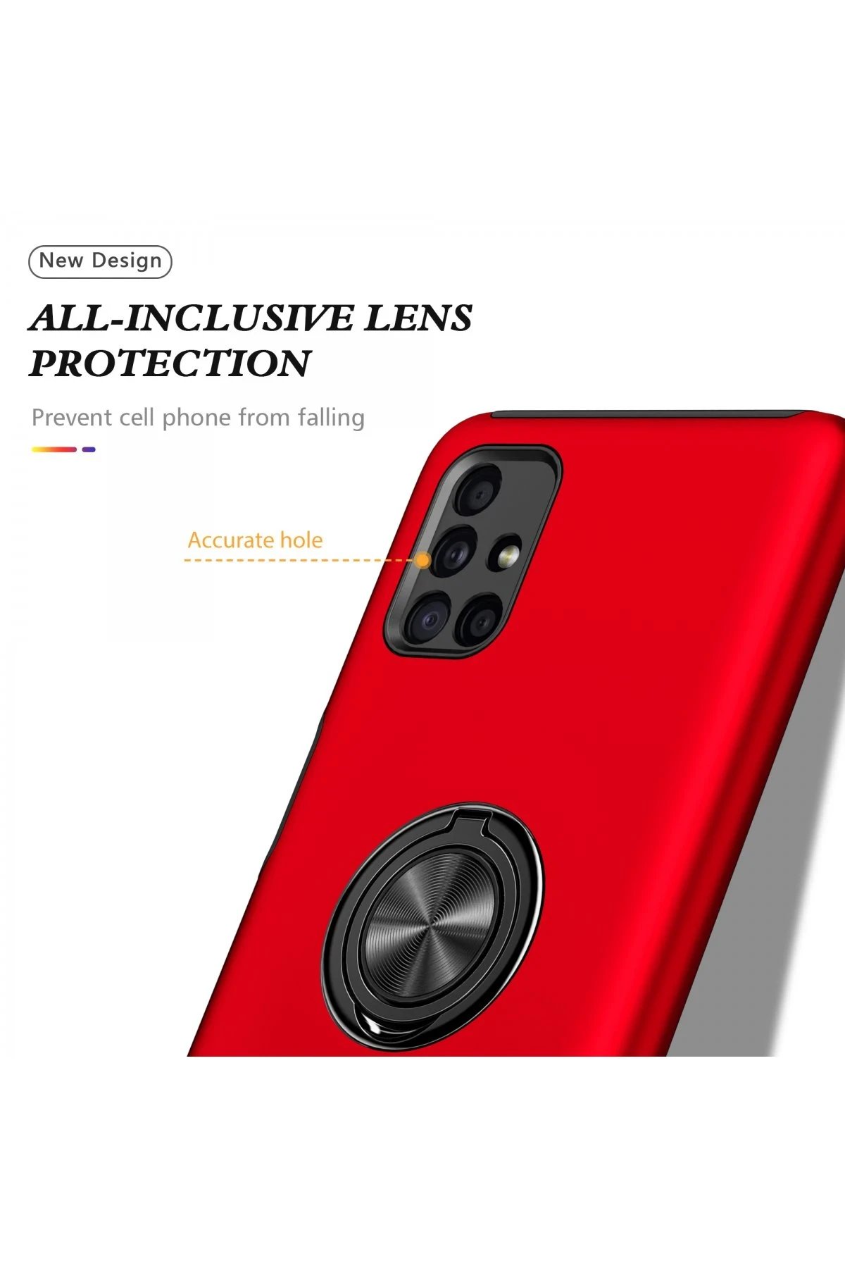 Newface Samsung Galaxy M51 Kılıf Elit Yüzüklü Kapak - Kırmızı