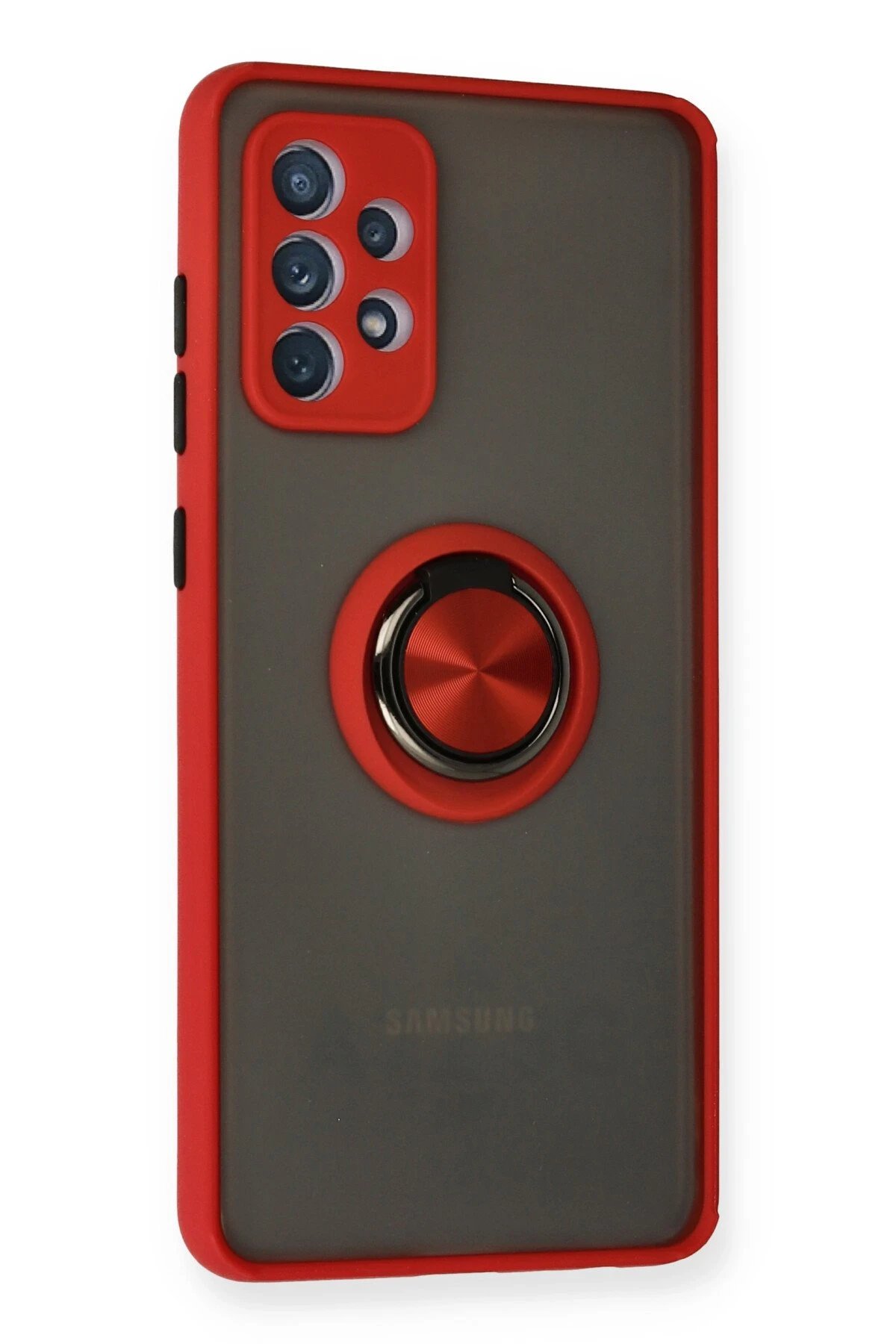 Newface Samsung Galaxy A32 Kılıf Montreal Yüzüklü Silikon Kapak - Kırmızı