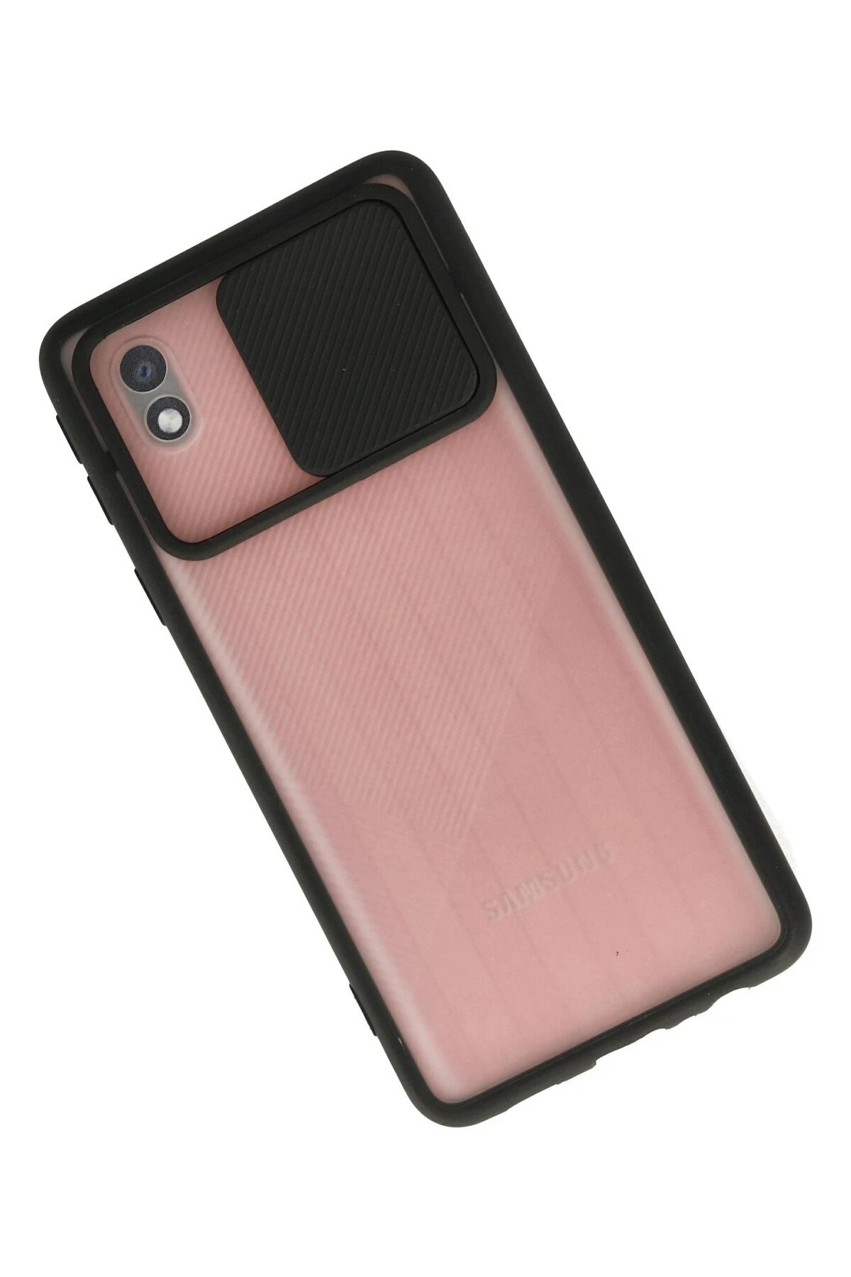 Newface Samsung Galaxy A01 Core Kılıf Palm Buzlu Kamera Sürgülü Silikon - Siyah