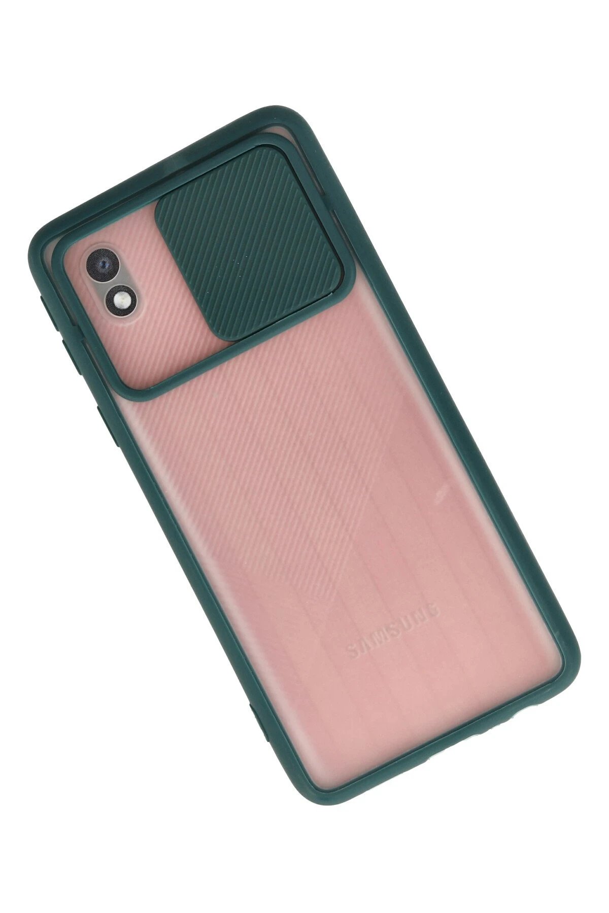 Newface Samsung Galaxy A01 Core Kılıf Palm Buzlu Kamera Sürgülü Silikon - Yeşil