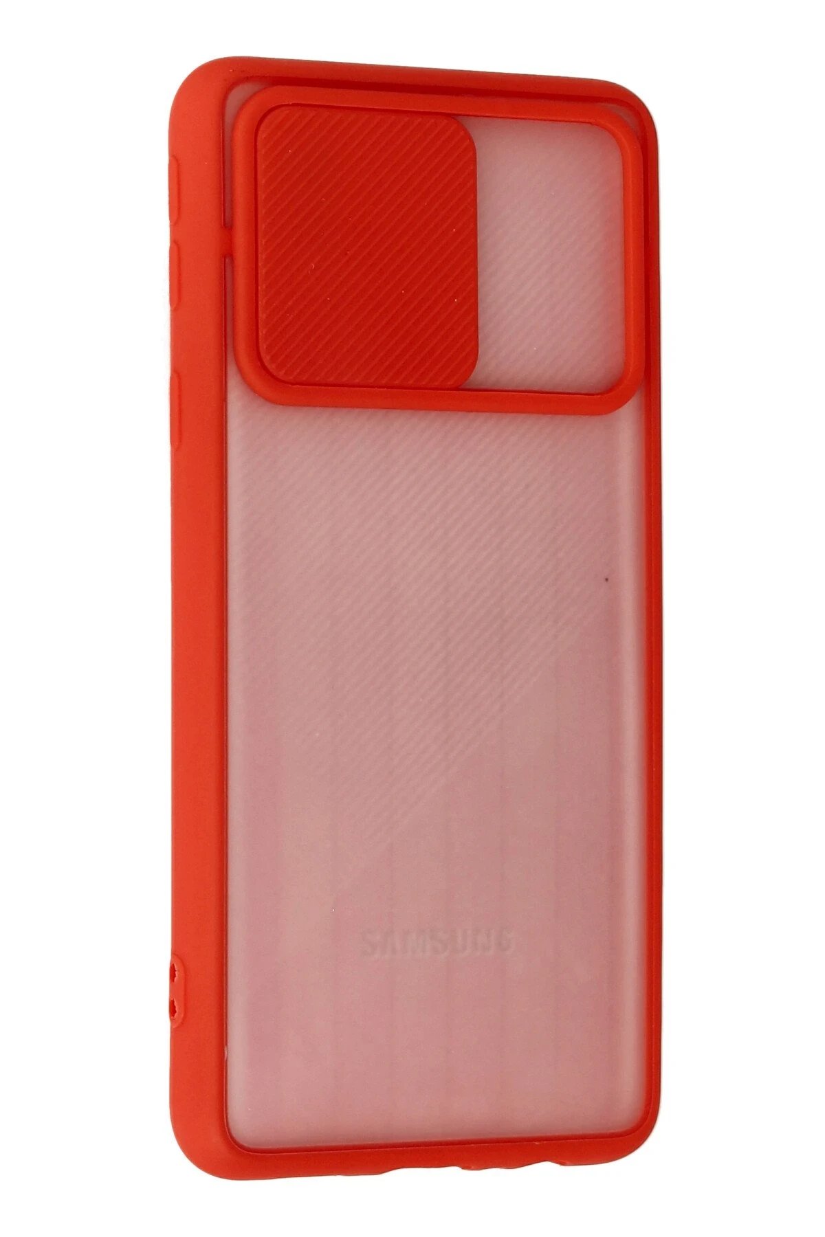 Newface Samsung Galaxy A01 Core Kılıf Palm Buzlu Kamera Sürgülü Silikon - Kırmızı