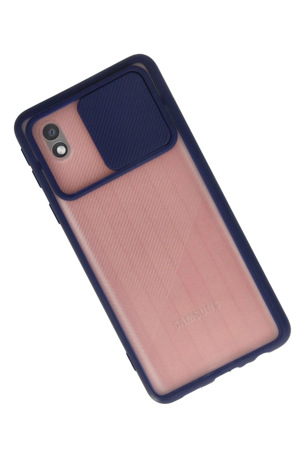 Newface Samsung Galaxy A01 Core Kılıf Palm Buzlu Kamera Sürgülü Silikon - Lacivert