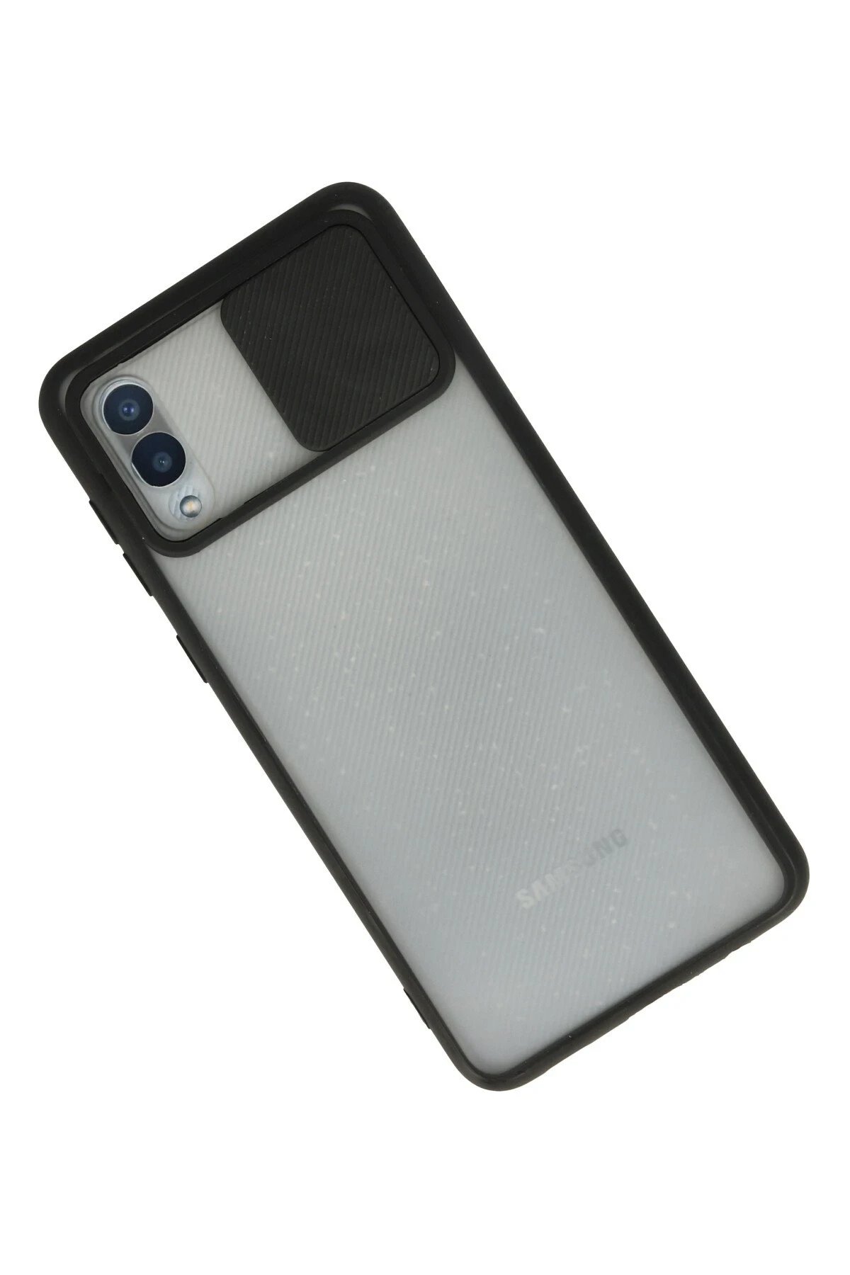 Newface Samsung Galaxy A02 Kılıf Palm Buzlu Kamera Sürgülü Silikon - Siyah