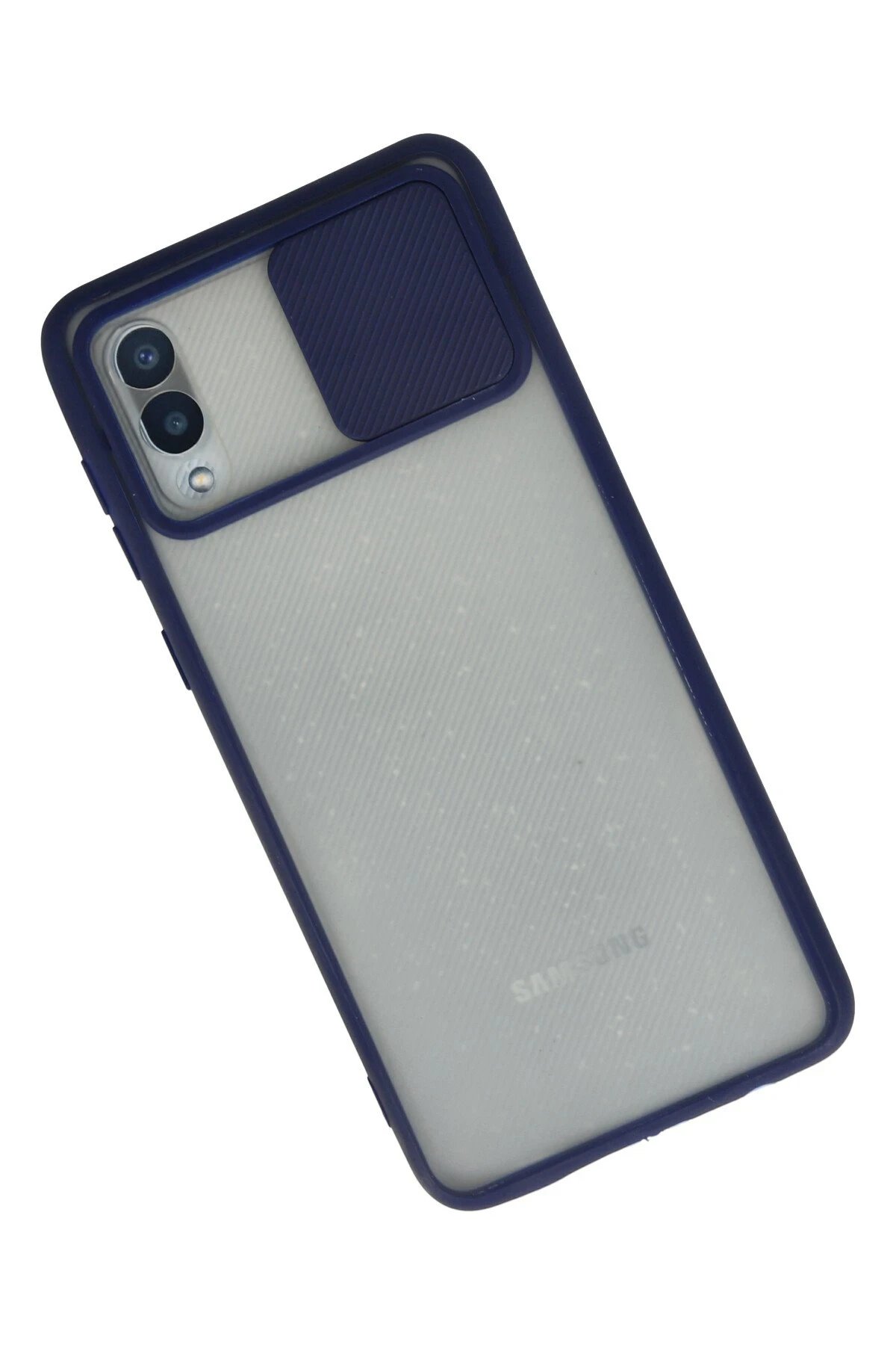 Newface Samsung Galaxy A02 Kılıf Palm Buzlu Kamera Sürgülü Silikon - Lacivert