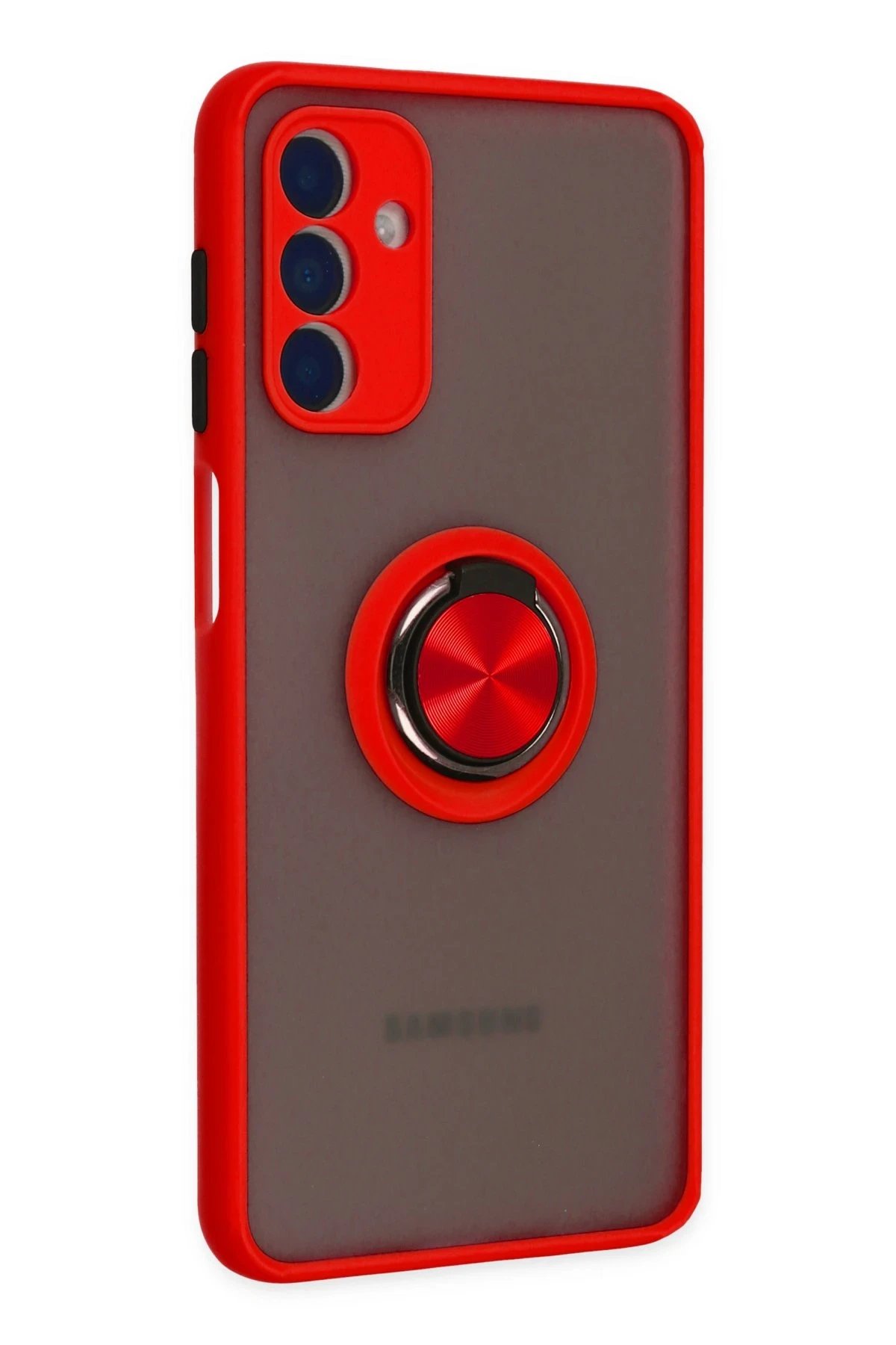 Newface Samsung Galaxy A04S Kılıf Montreal Yüzüklü Silikon Kapak - Kırmızı