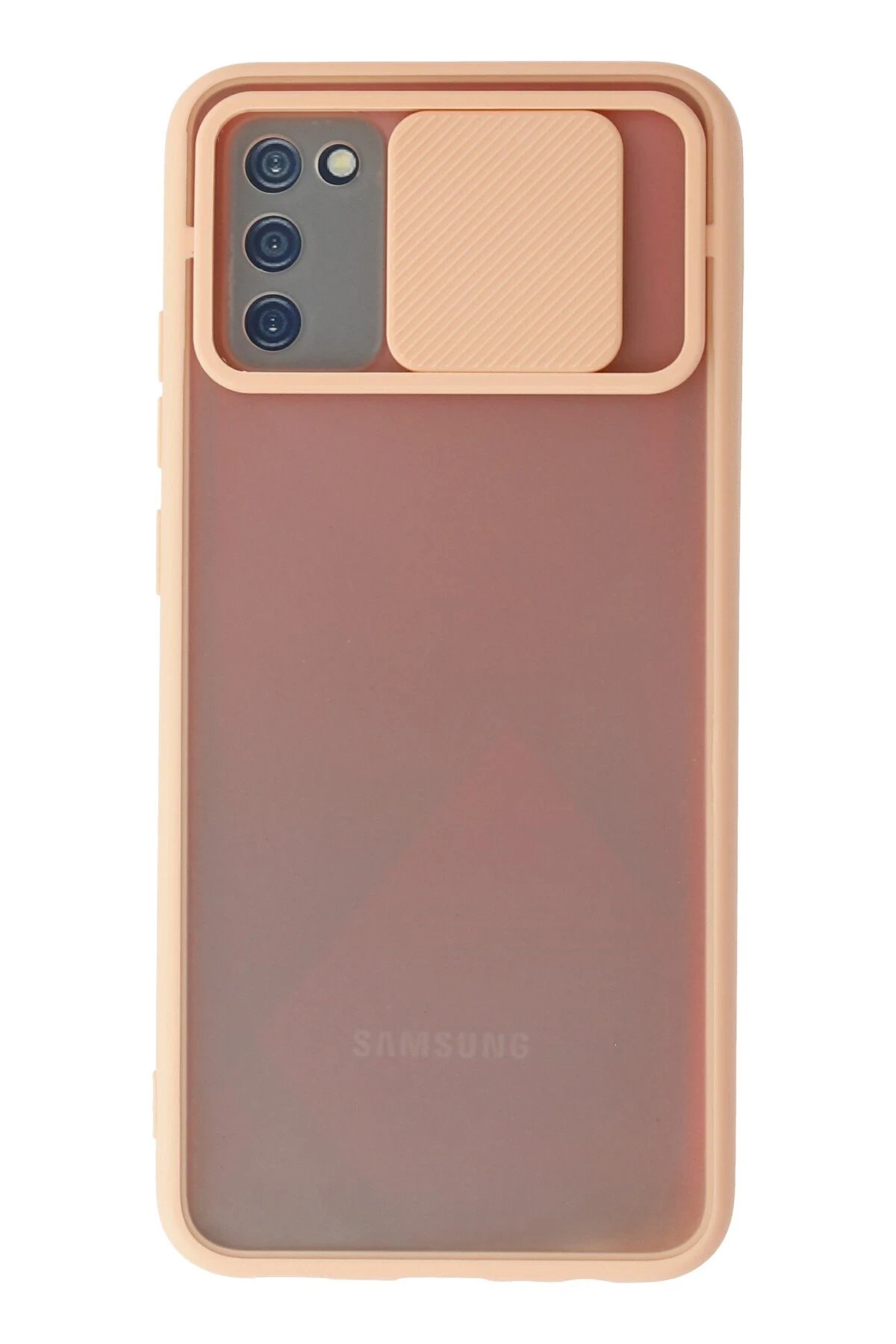 Newface Samsung Galaxy A02S Kılıf Palm Buzlu Kamera Sürgülü Silikon - Pembe