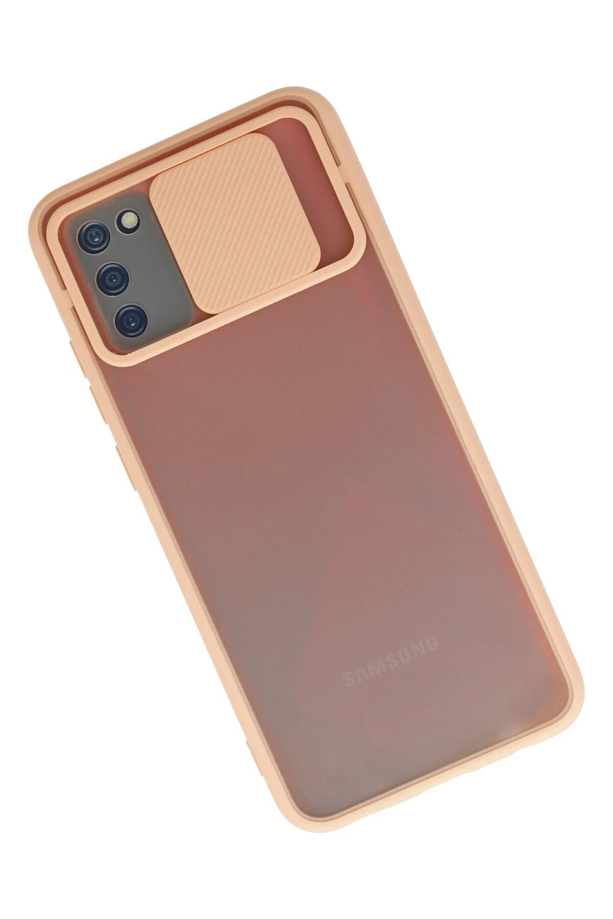 Newface Samsung Galaxy A02S Kılıf Palm Buzlu Kamera Sürgülü Silikon - Pembe