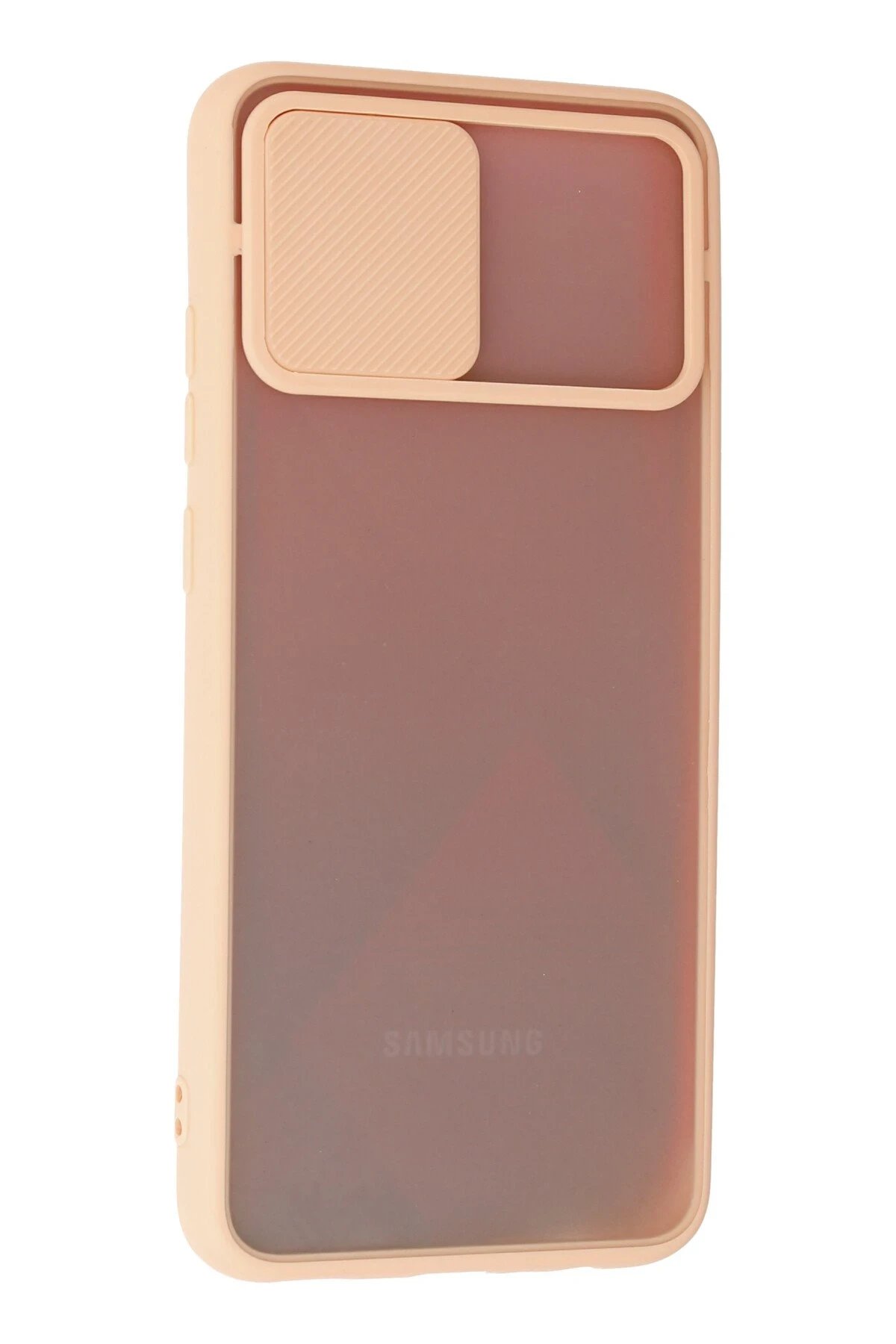 Newface Samsung Galaxy A02S Kılıf Palm Buzlu Kamera Sürgülü Silikon - Pembe