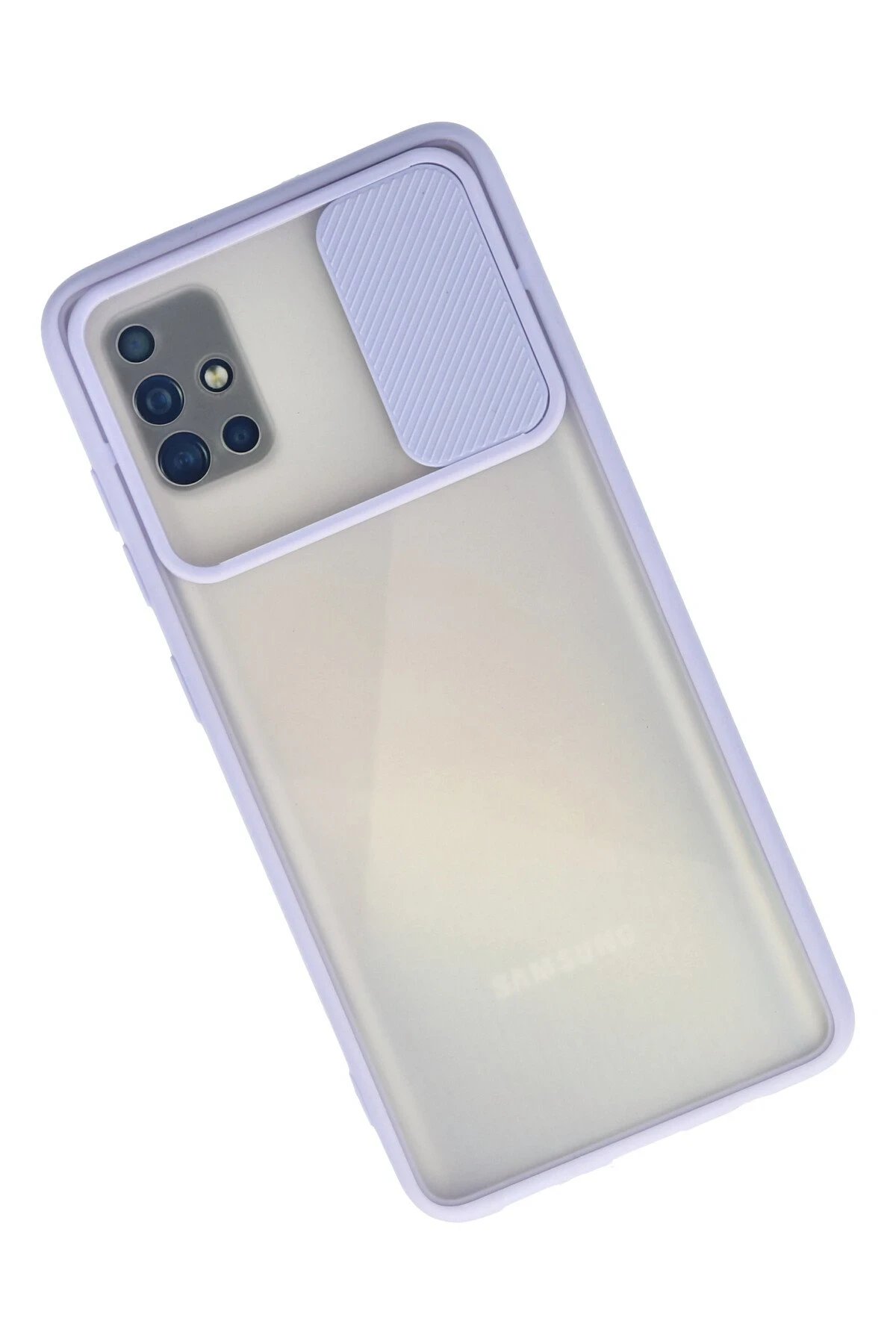 Newface Samsung Galaxy A51 Kılıf Palm Buzlu Kamera Sürgülü Silikon - Lila