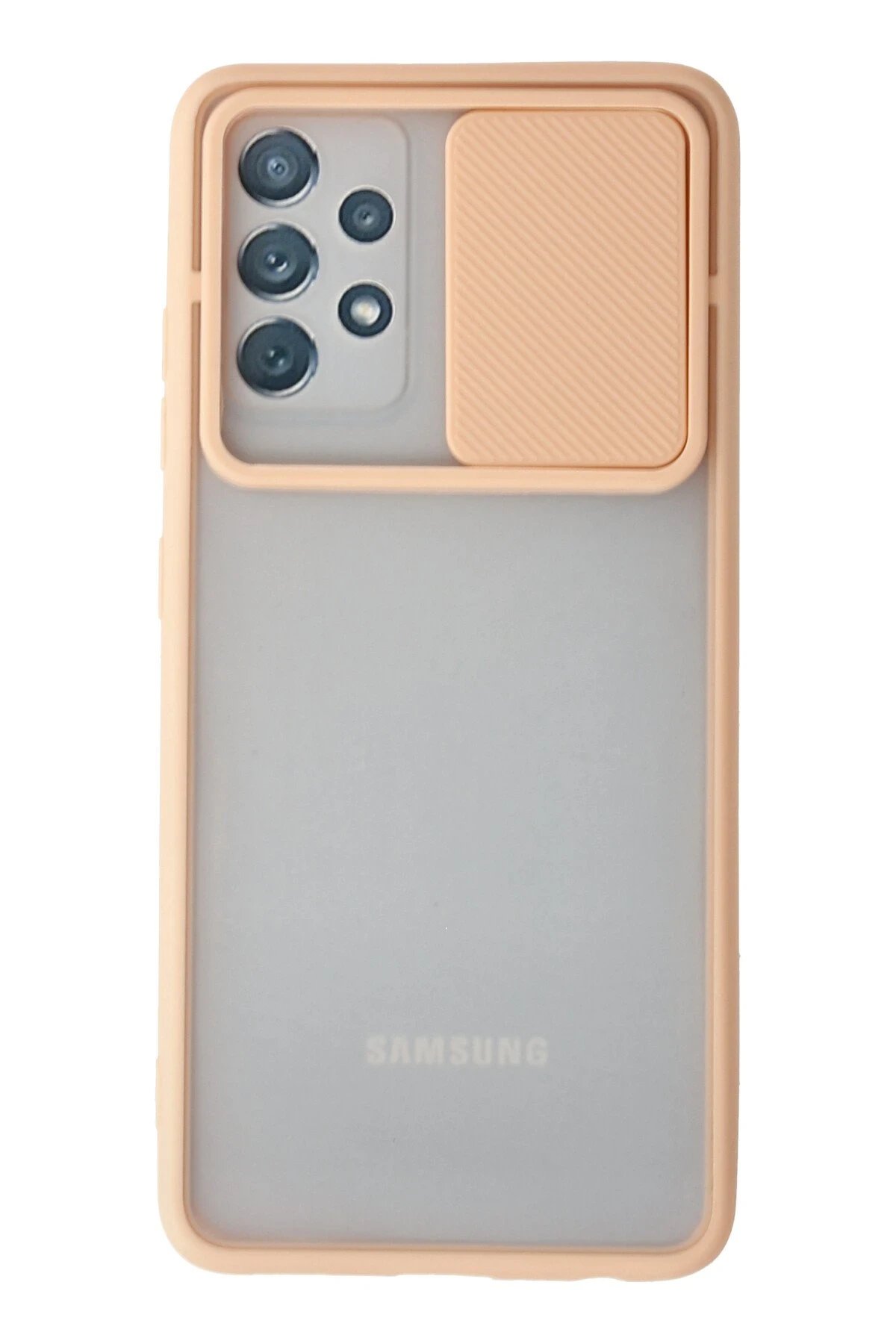 Newface Samsung Galaxy A52 Kılıf Palm Buzlu Kamera Sürgülü Silikon - Pembe