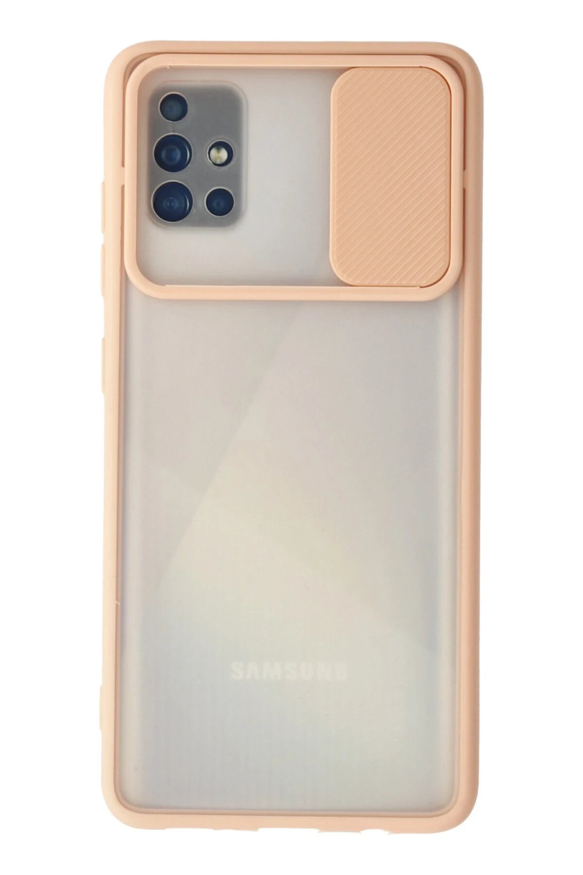 Newface Samsung Galaxy A71 Kılıf Palm Buzlu Kamera Sürgülü Silikon - Pembe