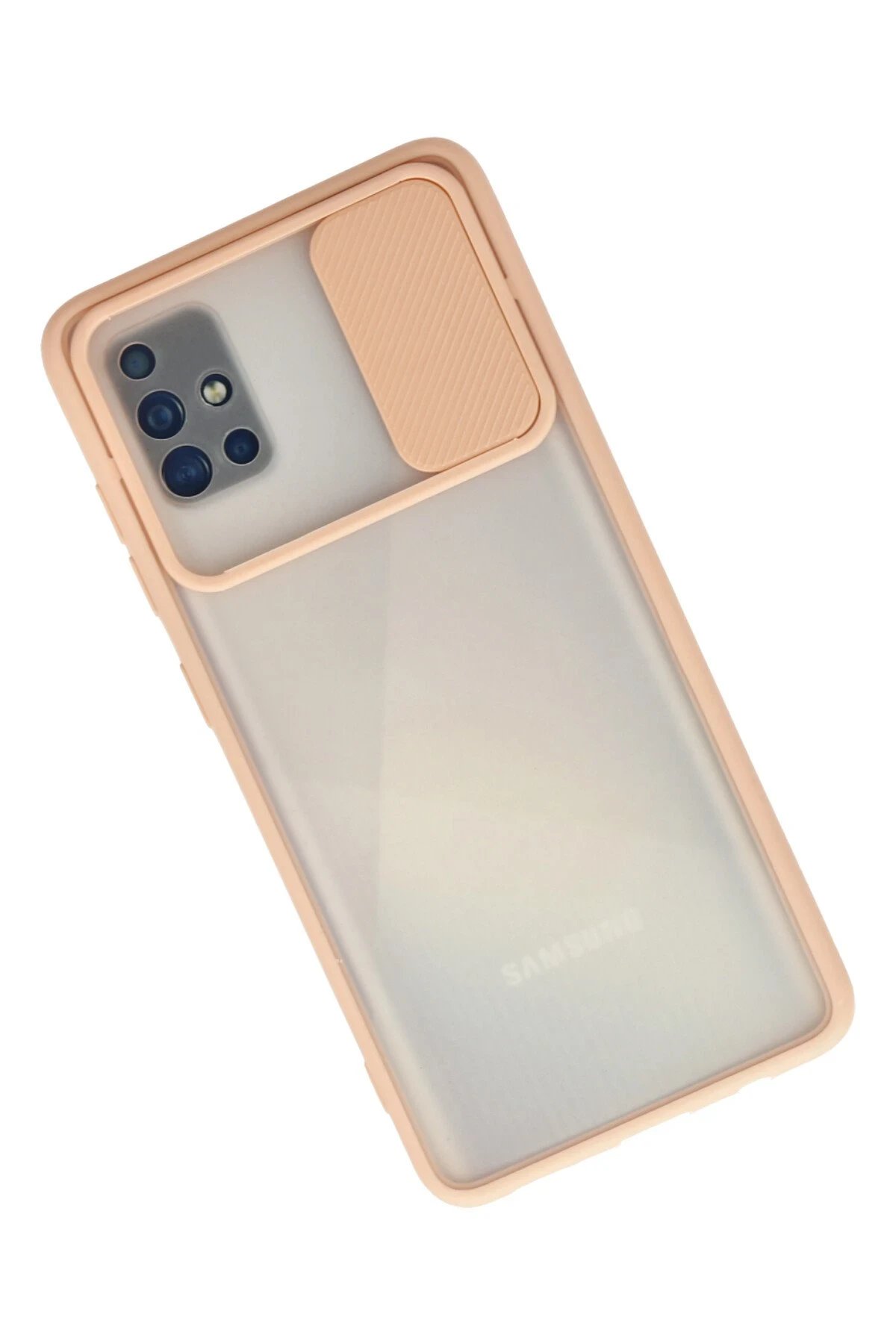 Newface Samsung Galaxy A71 Kılıf Palm Buzlu Kamera Sürgülü Silikon - Pembe