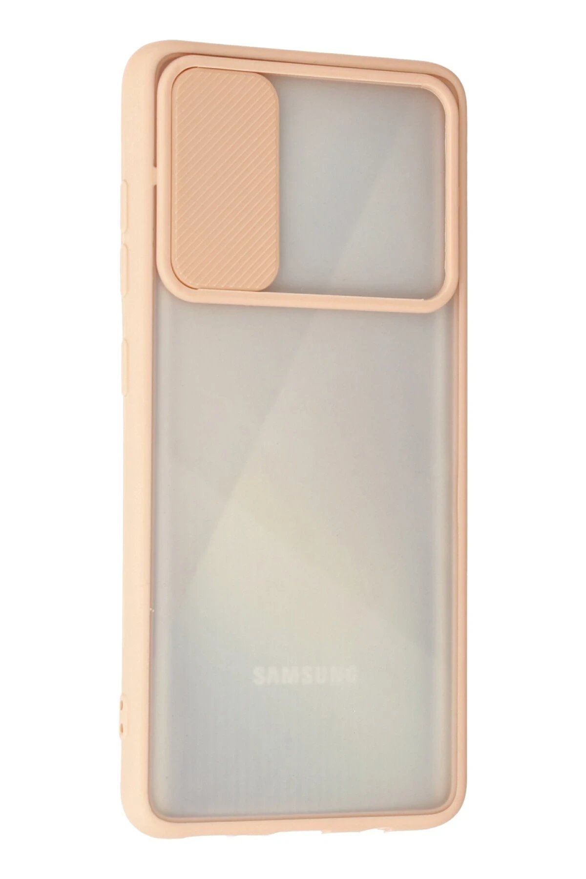 Newface Samsung Galaxy A71 Kılıf Palm Buzlu Kamera Sürgülü Silikon - Pembe