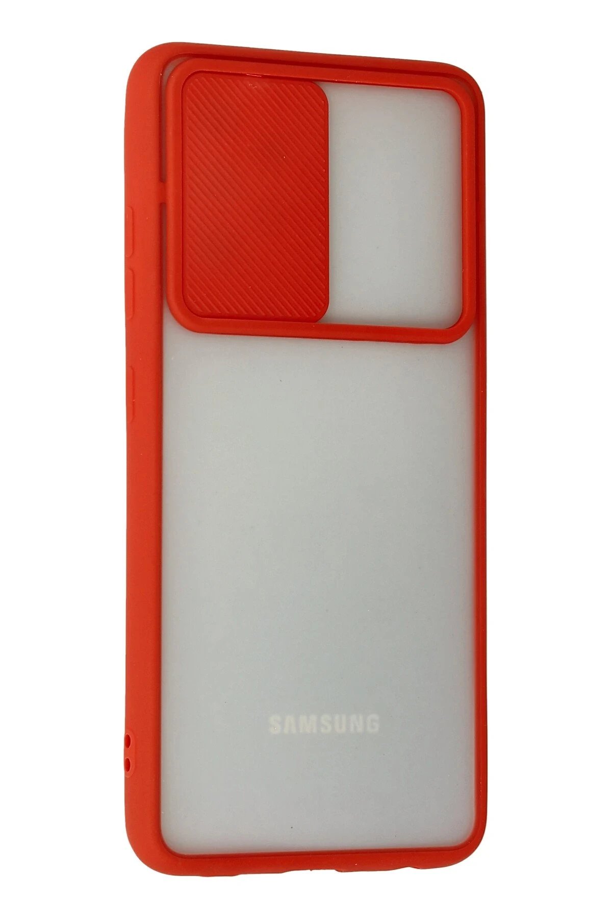 Newface Samsung Galaxy A72 Kılıf Palm Buzlu Kamera Sürgülü Silikon - Kırmızı