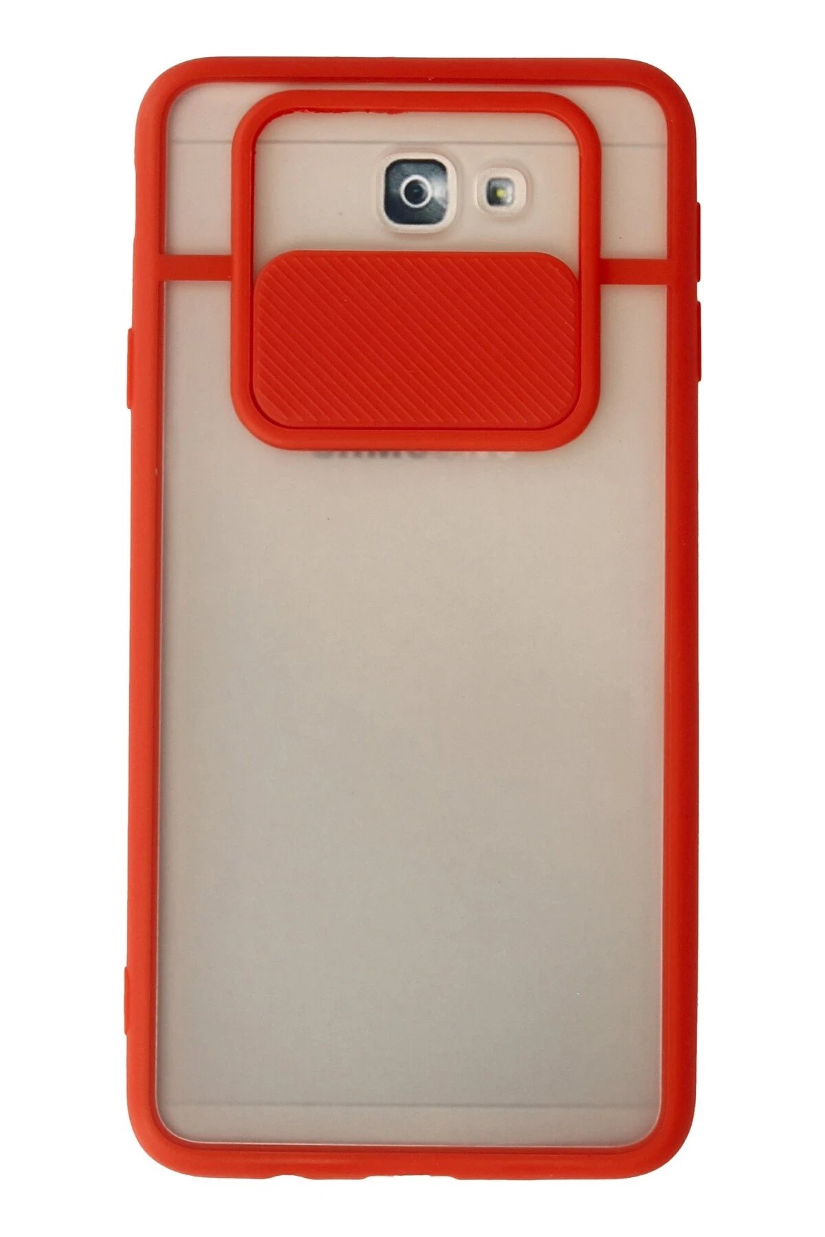 Newface Samsung Galaxy J7 Prime Kılıf Palm Buzlu Kamera Sürgülü Silikon - Kırmızı