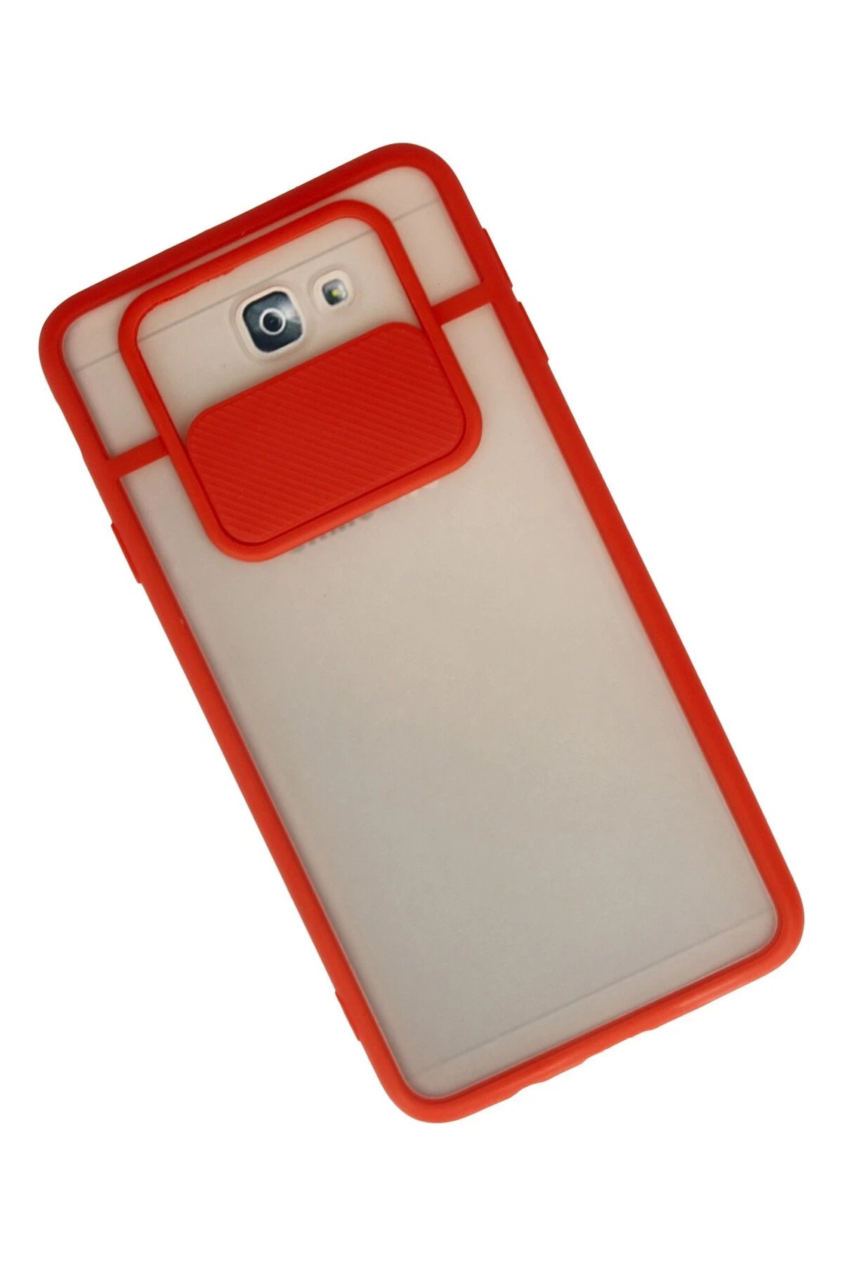 Newface Samsung Galaxy J7 Prime Kılıf Palm Buzlu Kamera Sürgülü Silikon - Kırmızı