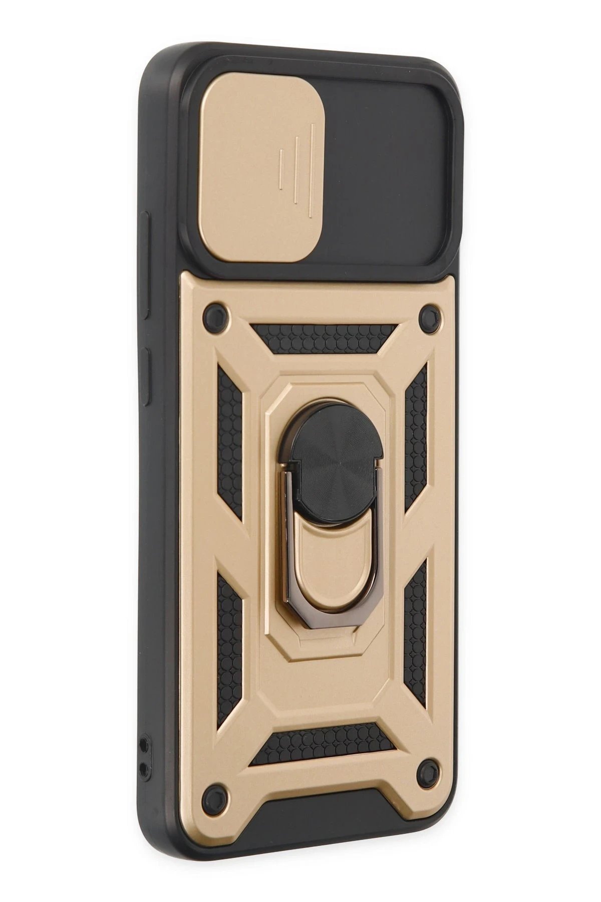 Newface Samsung Galaxy A03 Kılıf Pars Lens Yüzüklü Silikon - Gold