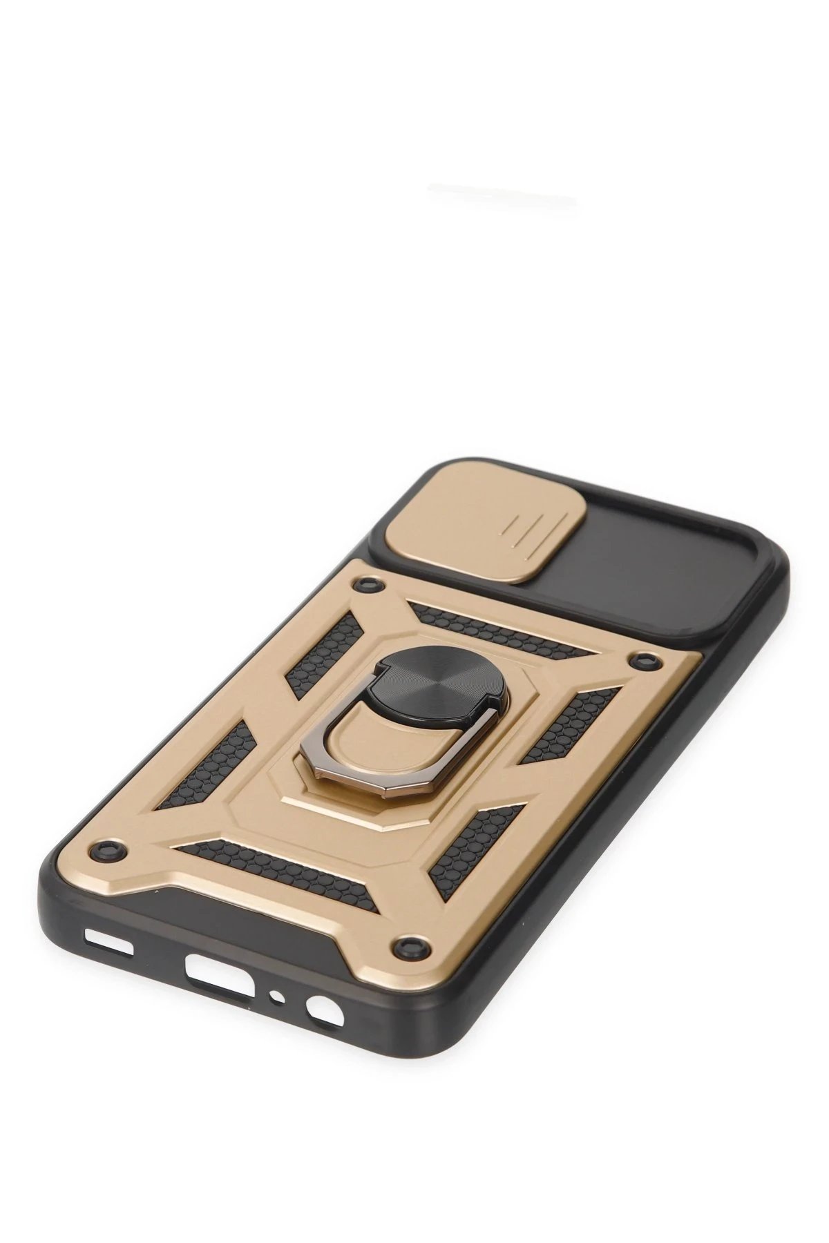 Newface Samsung Galaxy A03 Kılıf Pars Lens Yüzüklü Silikon - Gold