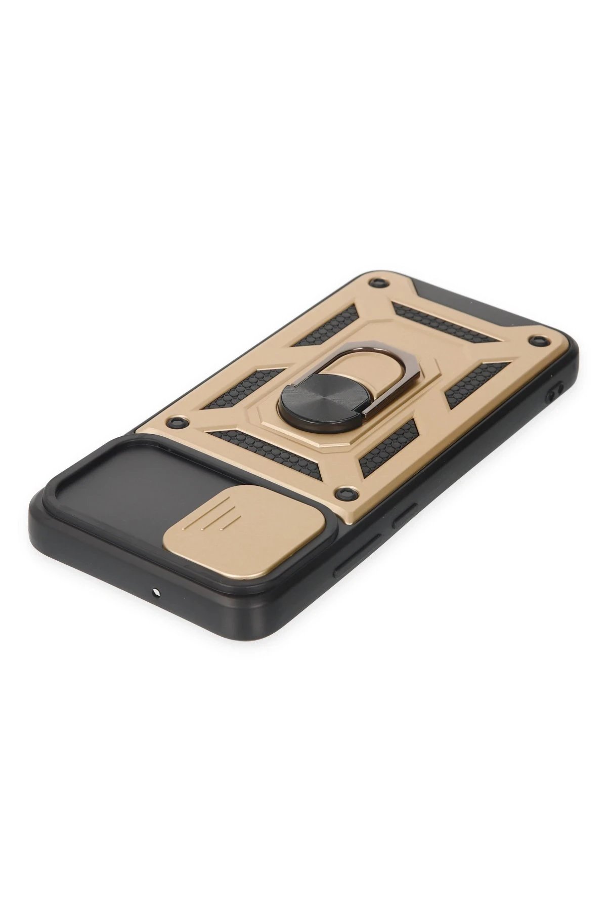 Newface Samsung Galaxy A03 Kılıf Pars Lens Yüzüklü Silikon - Gold