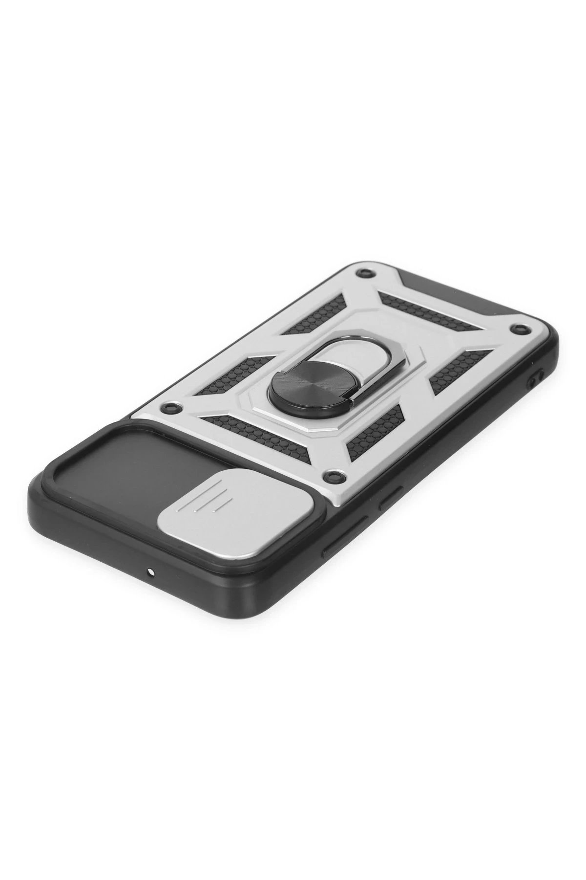 Newface Samsung Galaxy A03 Kılıf Pars Lens Yüzüklü Silikon - Gümüş