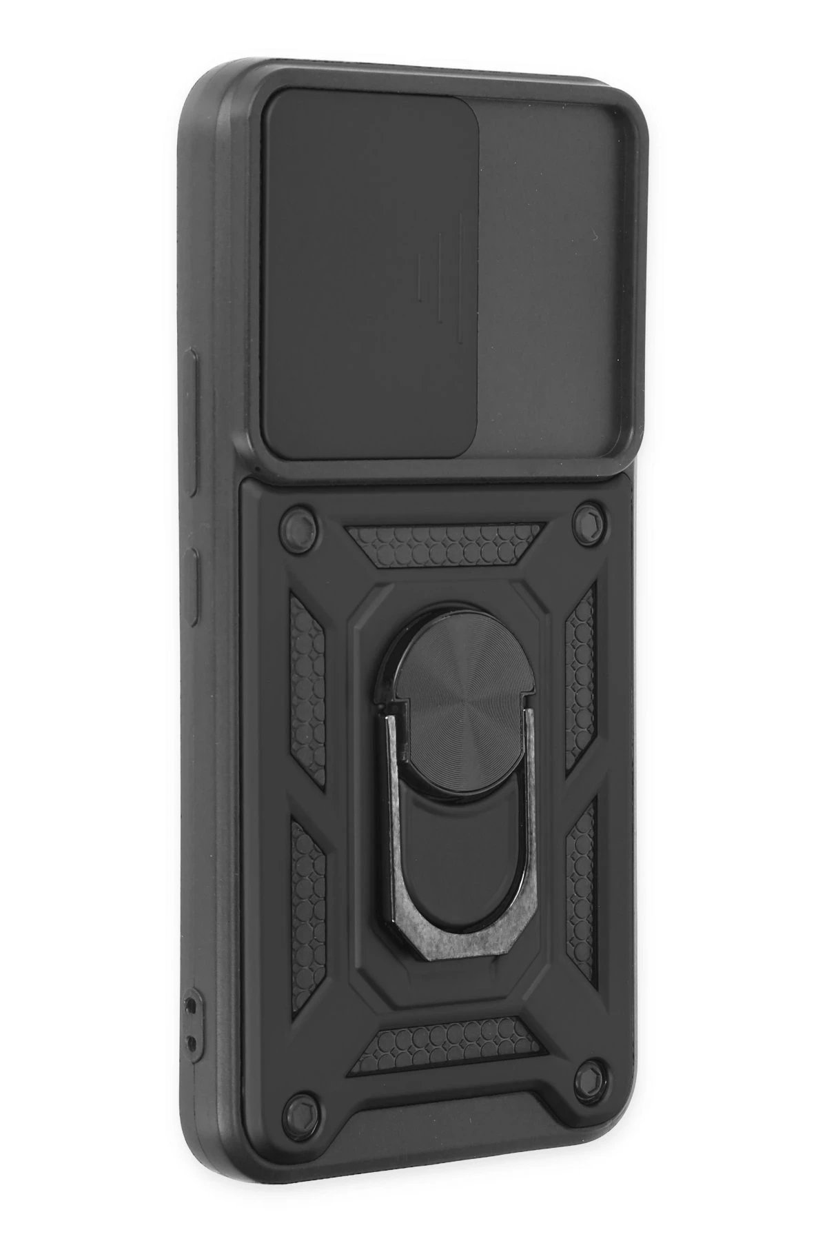 Newface Samsung Galaxy S22 Kılıf Pars Lens Yüzüklü Silikon - Siyah