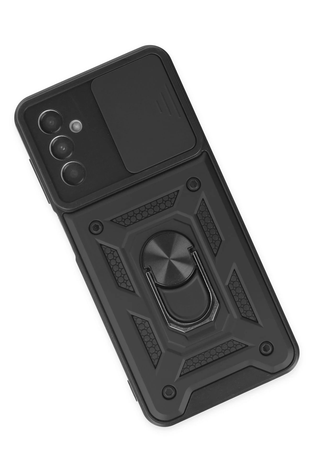 Newface Samsung Galaxy A04S Kılıf Pars Lens Yüzüklü Silikon - Siyah