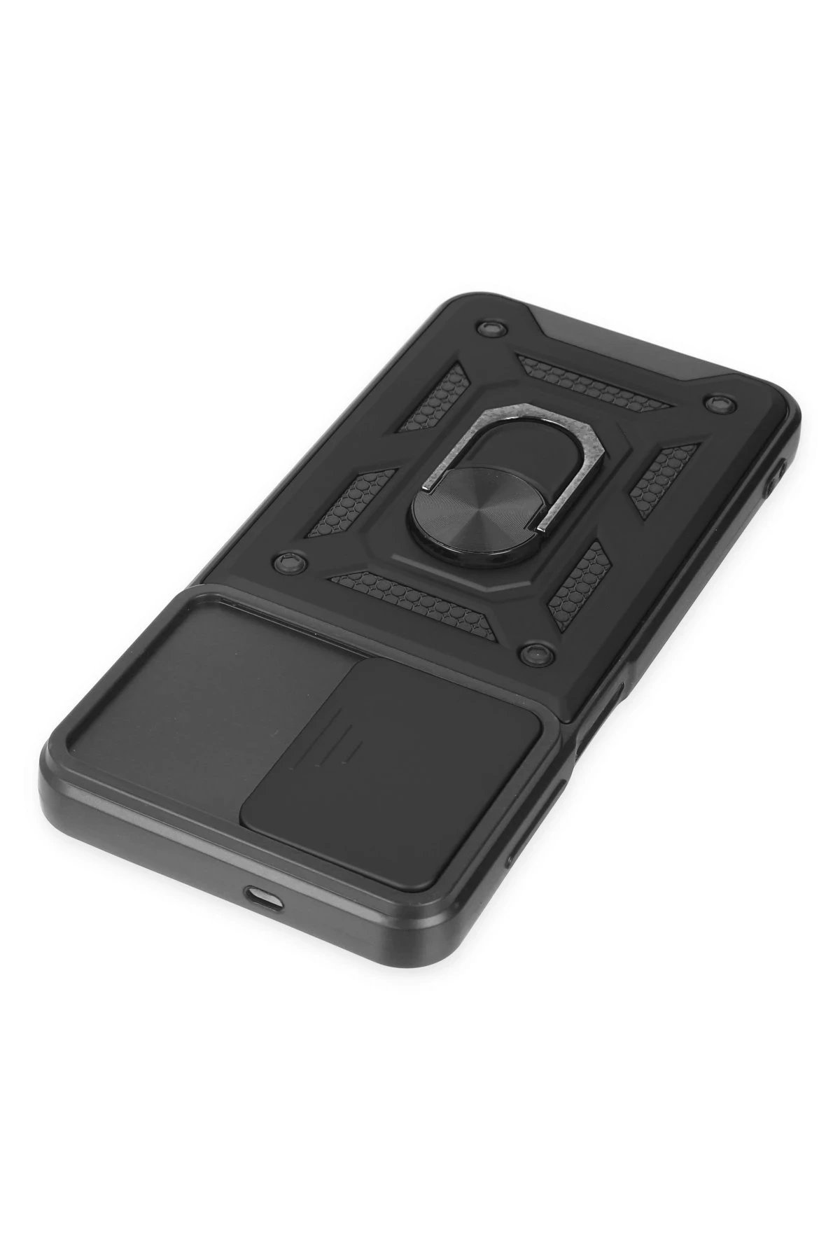 Newface Samsung Galaxy A04S Kılıf Pars Lens Yüzüklü Silikon - Siyah