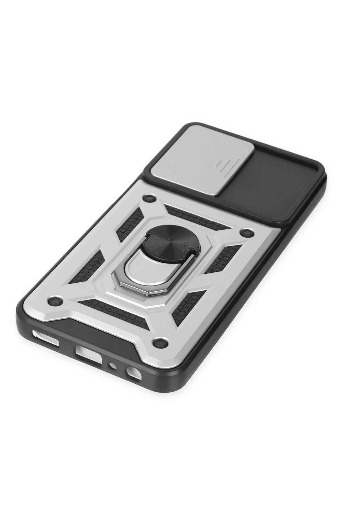 Newface Samsung Galaxy A04S Kılıf Pars Lens Yüzüklü Silikon - Gümüş