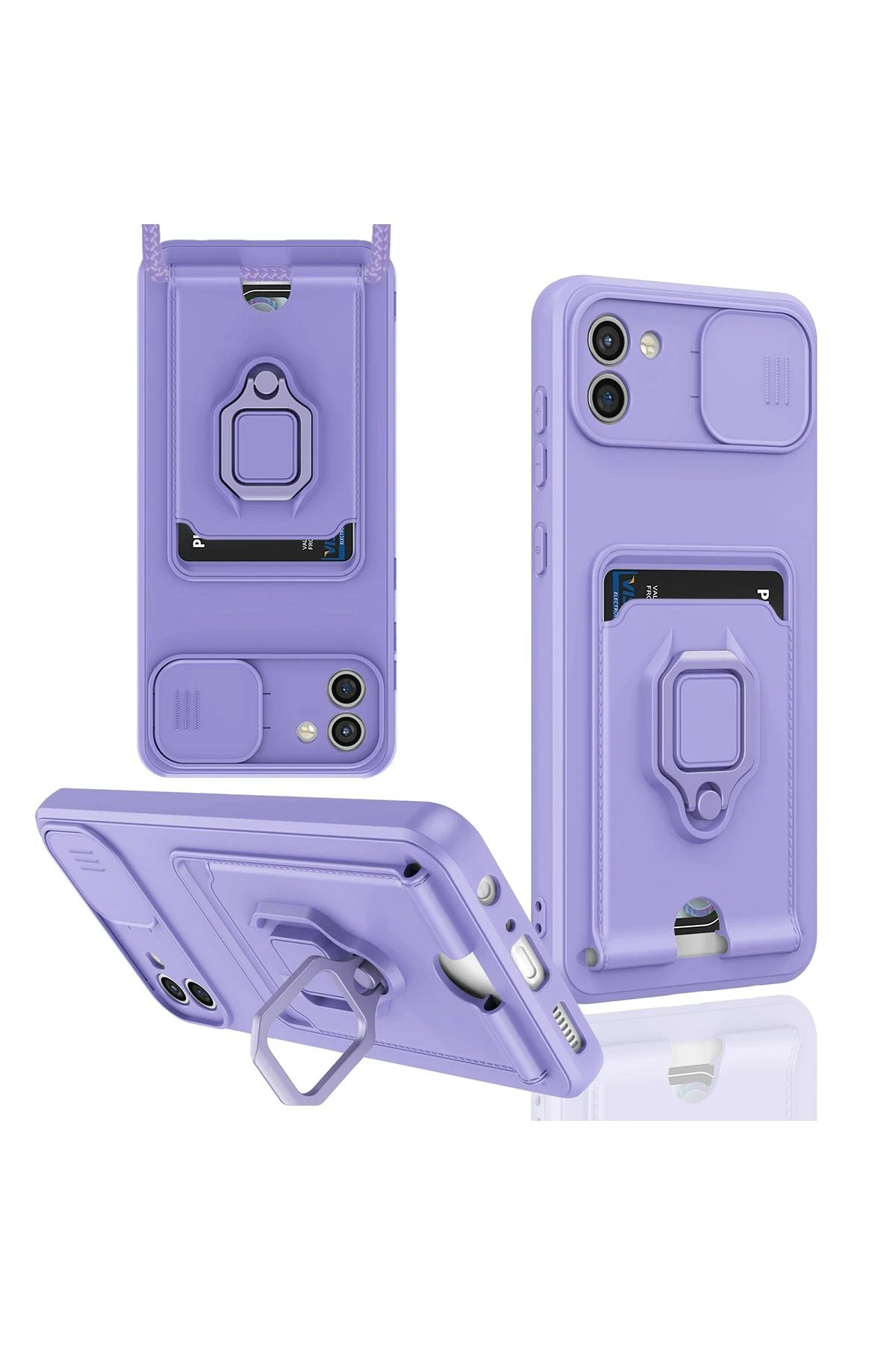 Newface Samsung Galaxy A03 Kılıf Zuma Kartvizitli Yüzüklü Silikon - Lila