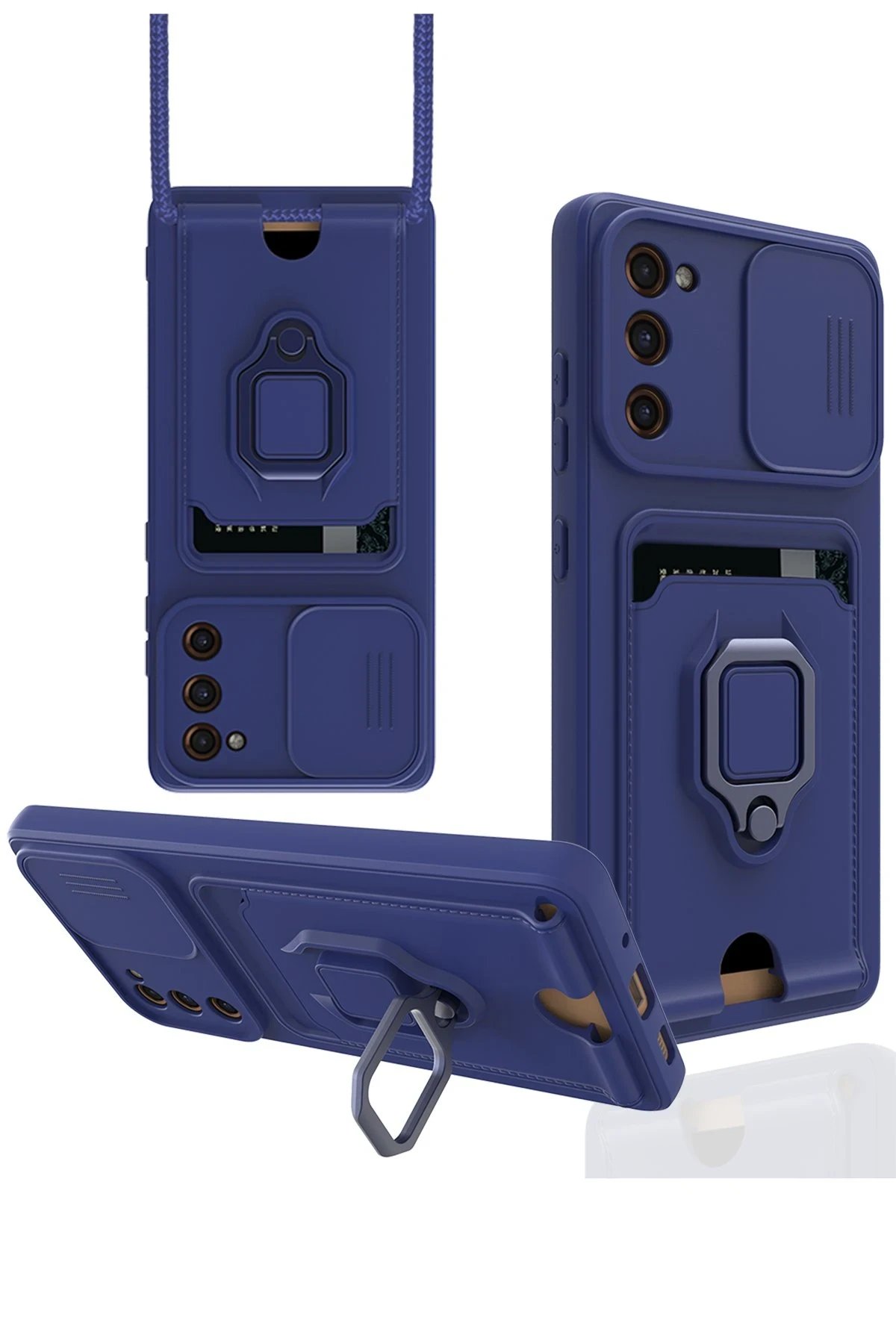 Newface Samsung Galaxy S20 FE Kılıf Zuma Kartvizitli Yüzüklü Silikon - Lacivert