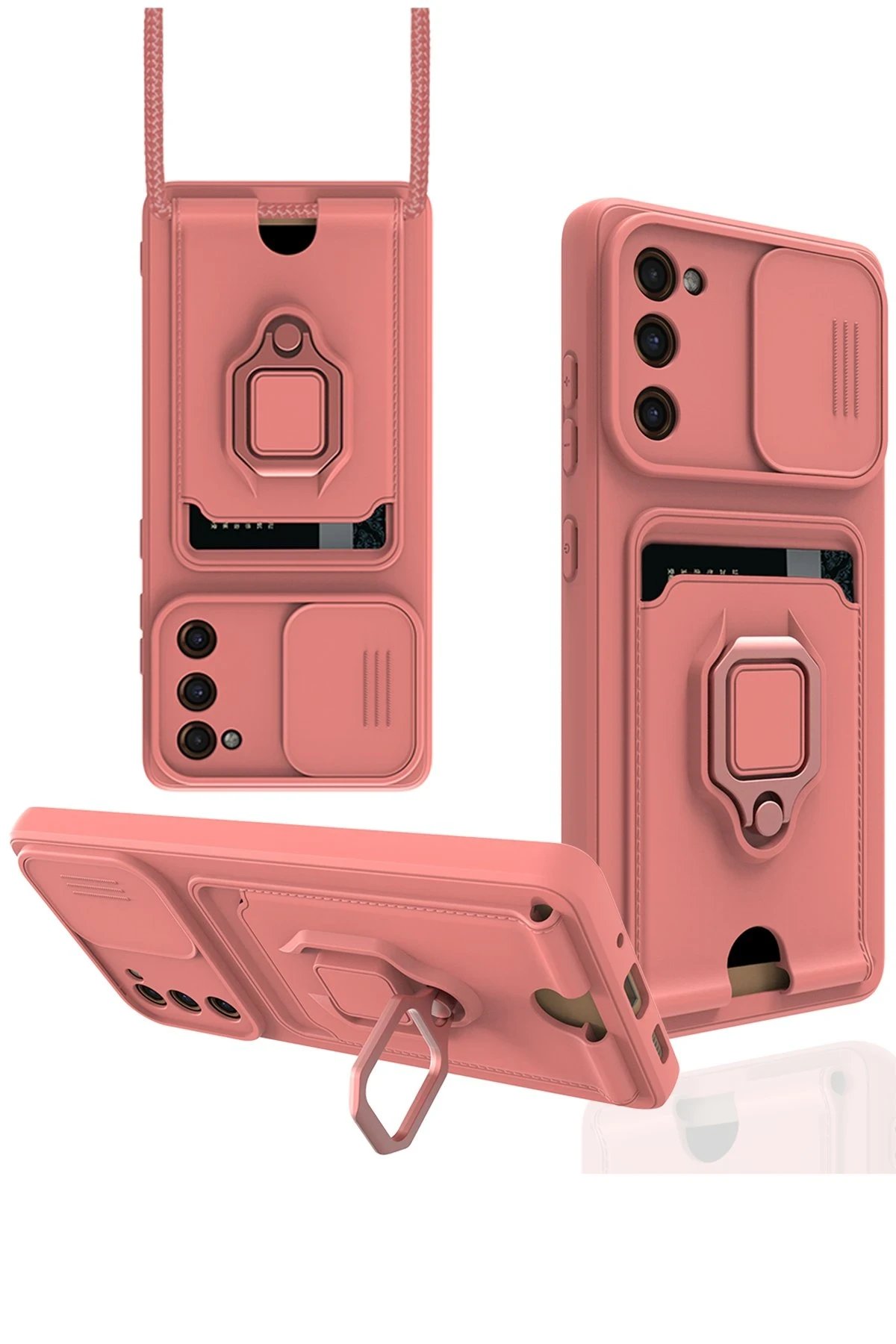 Newface Samsung Galaxy S20 FE Kılıf Zuma Kartvizitli Yüzüklü Silikon - Pembe