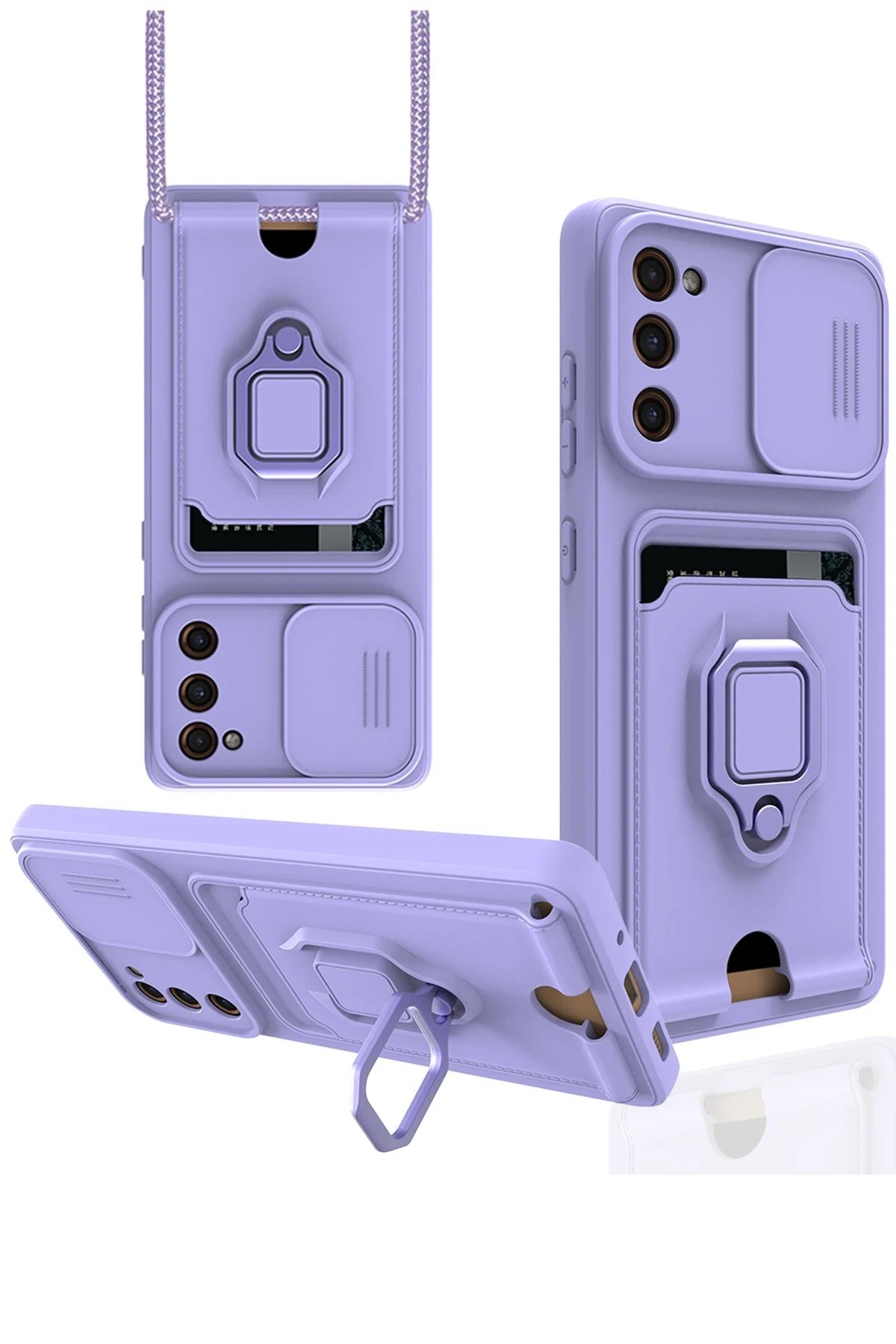 Newface Samsung Galaxy S20 FE Kılıf Zuma Kartvizitli Yüzüklü Silikon - Lila