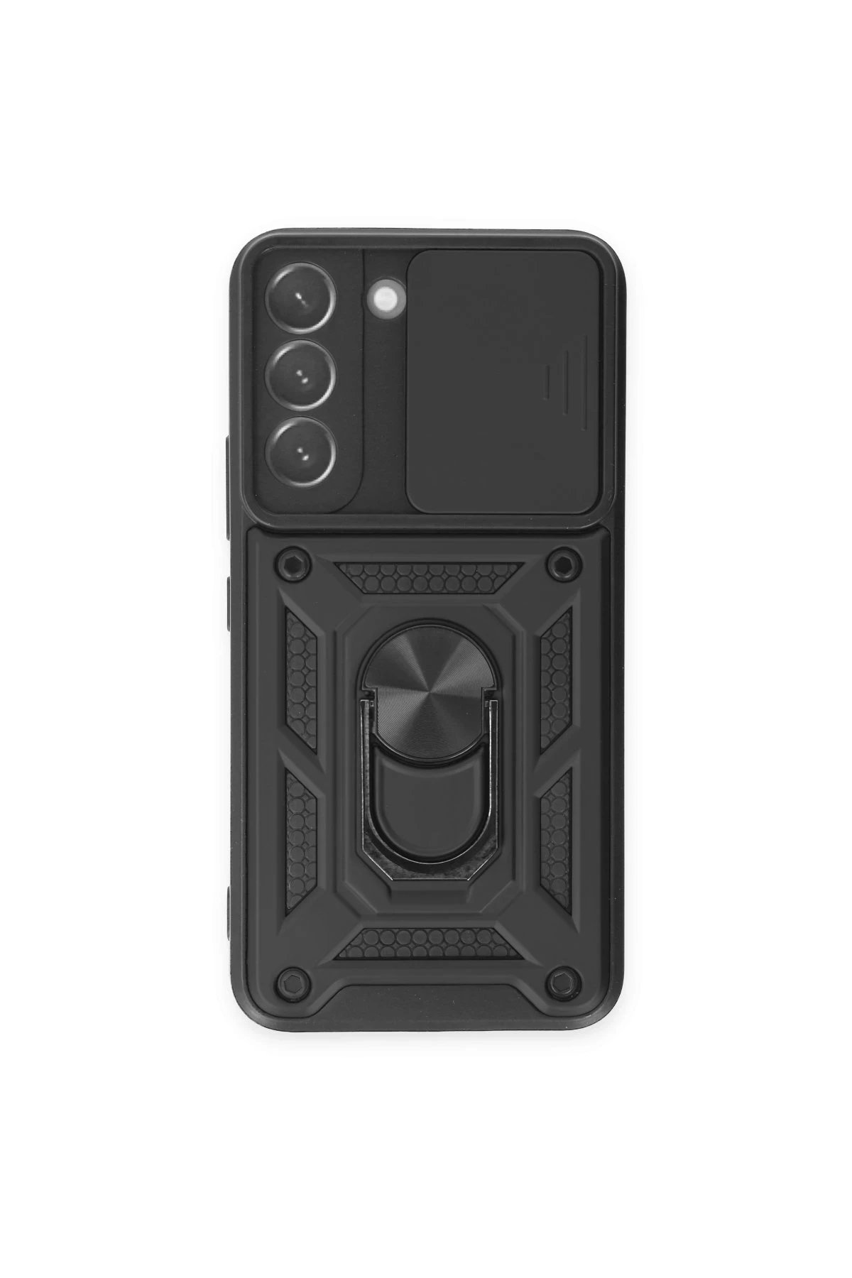 Newface Samsung Galaxy S23 Kılıf Pars Lens Yüzüklü Silikon - Siyah