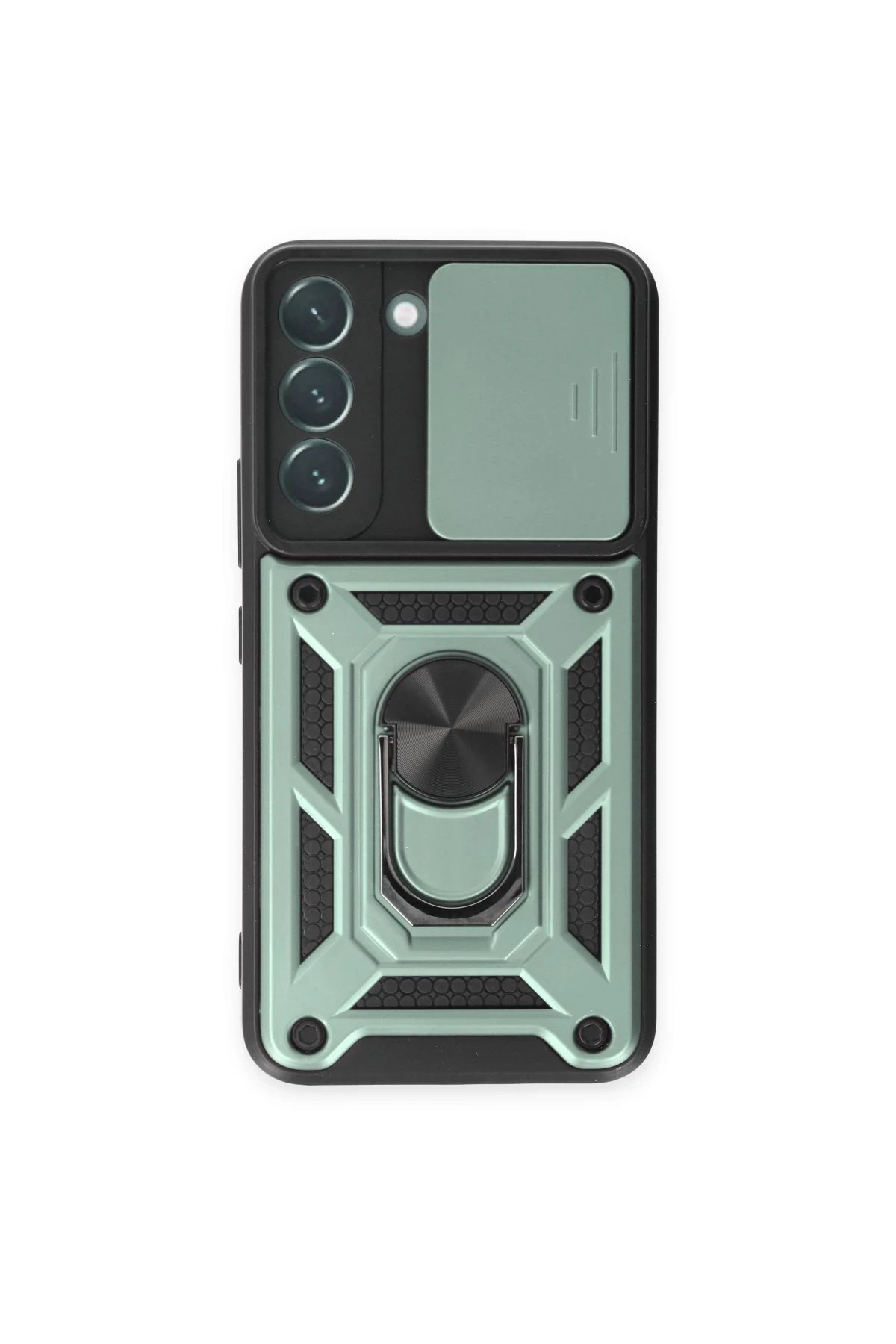 Newface Samsung Galaxy S23 Kılıf Pars Lens Yüzüklü Silikon - Yeşil