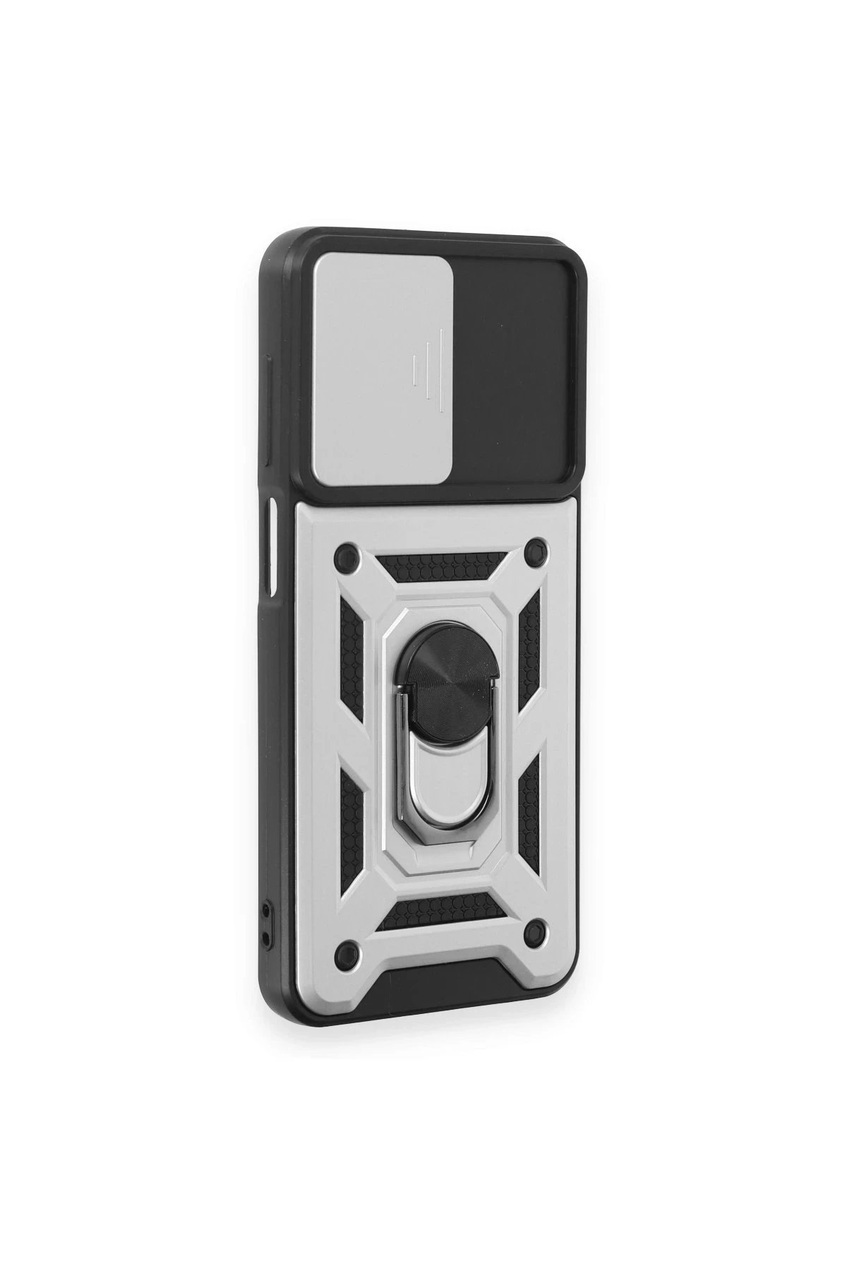 Newface Samsung Galaxy M14 5G Kılıf Pars Lens Yüzüklü Silikon - Gümüş