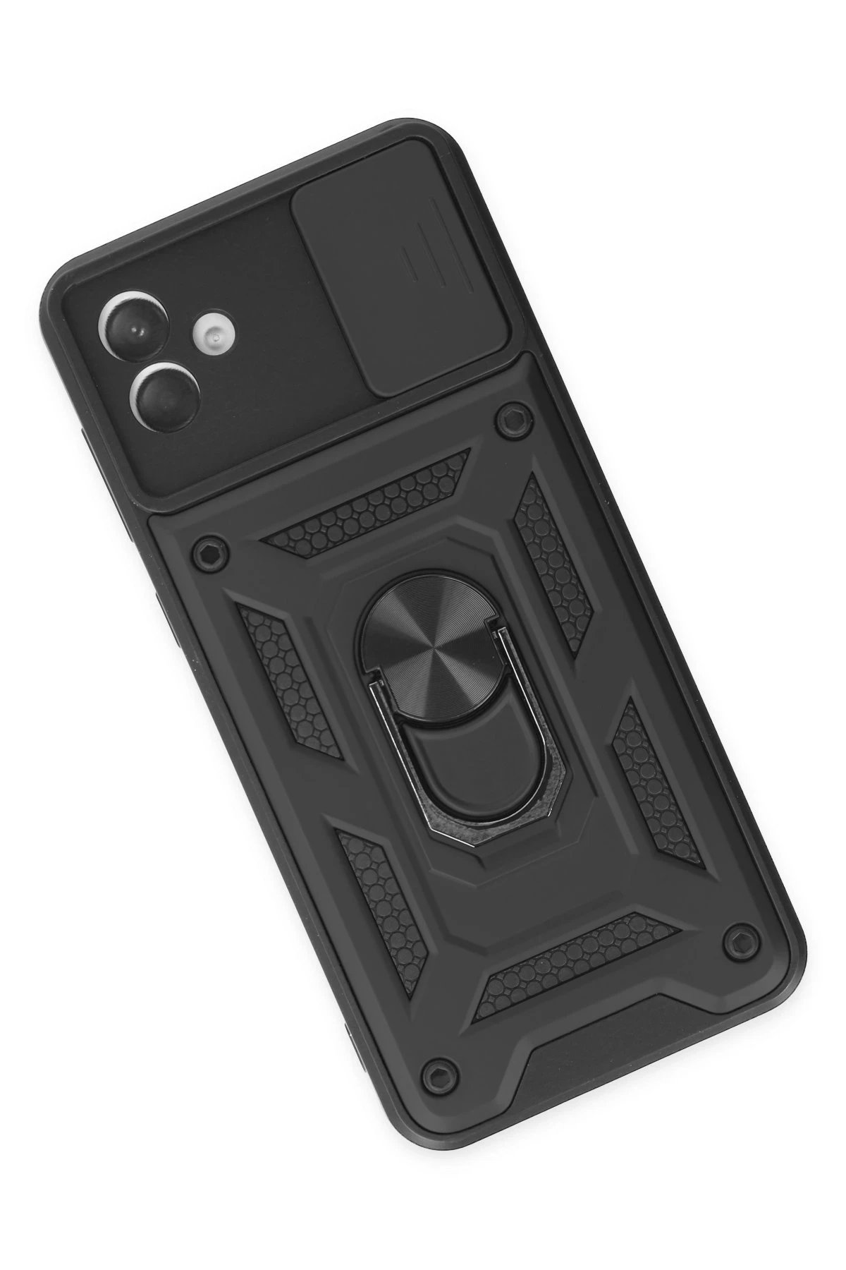 Newface Samsung Galaxy A04 Kılıf Pars Lens Yüzüklü Silikon - Siyah