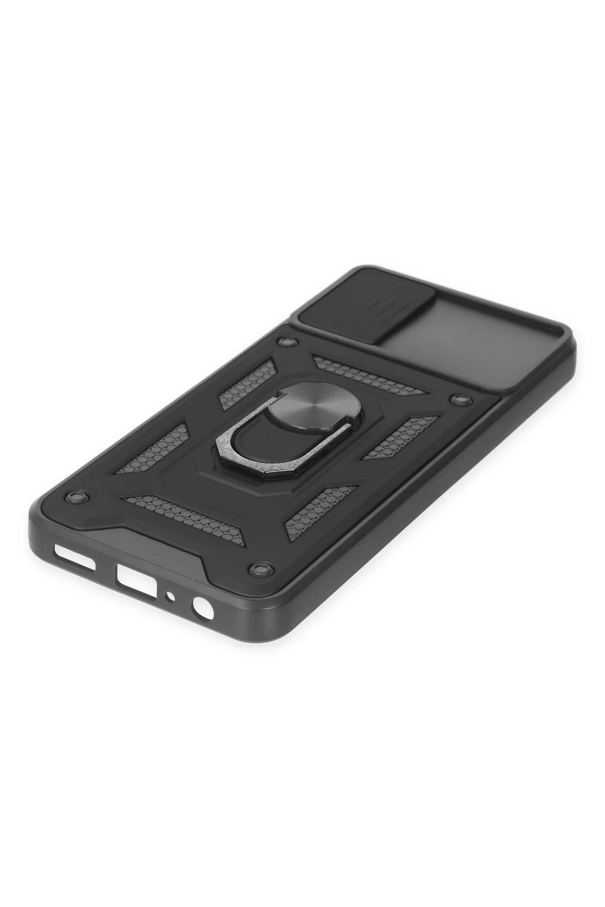 Newface Samsung Galaxy A04 Kılıf Pars Lens Yüzüklü Silikon - Siyah