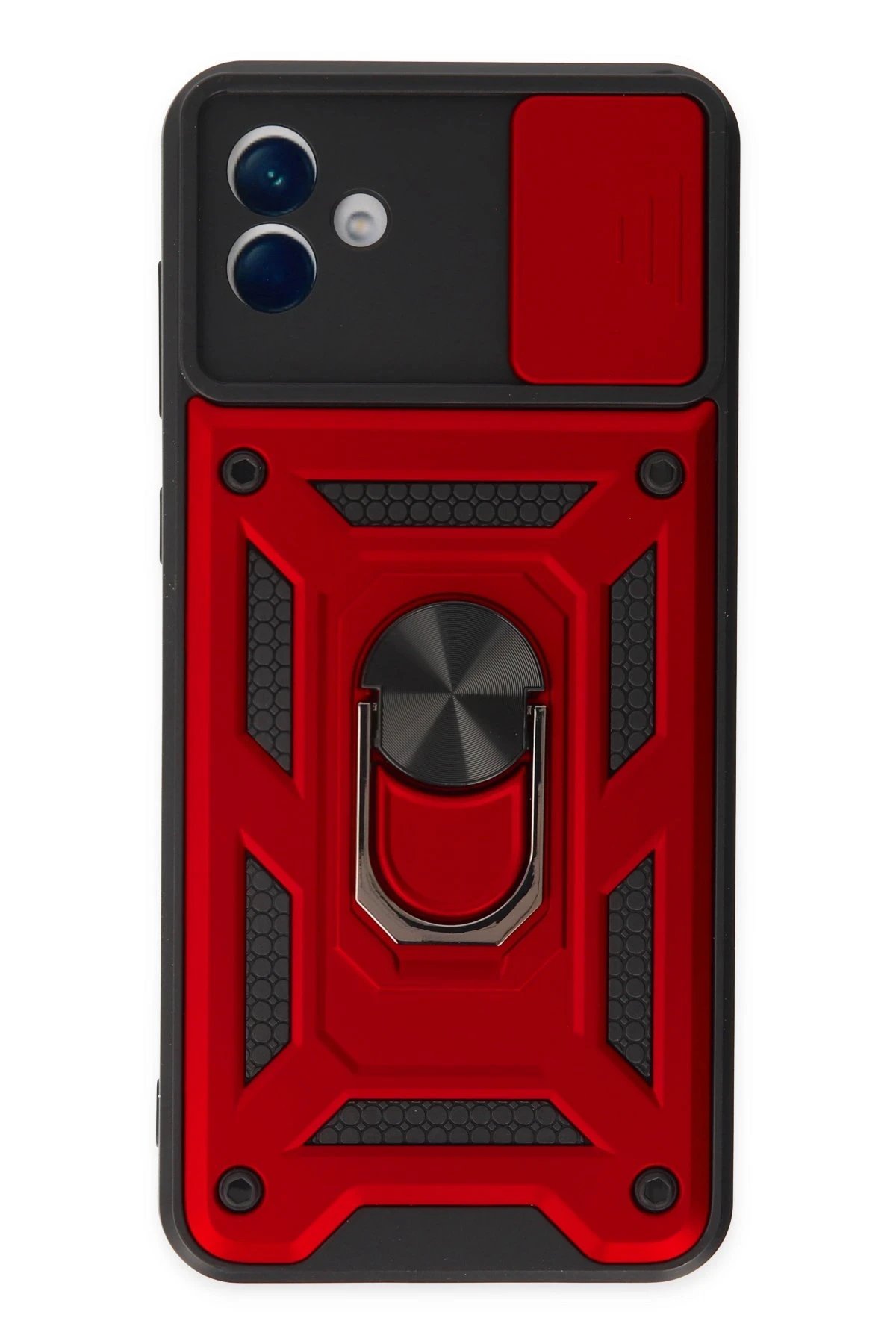 Newface Samsung Galaxy A04 Kılıf Pars Lens Yüzüklü Silikon - Kırmızı