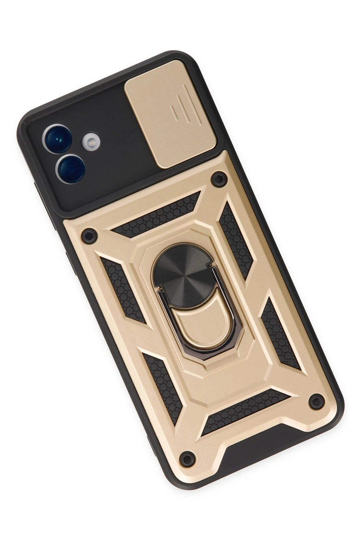 Newface Samsung Galaxy A04 Kılıf Pars Lens Yüzüklü Silikon - Gold