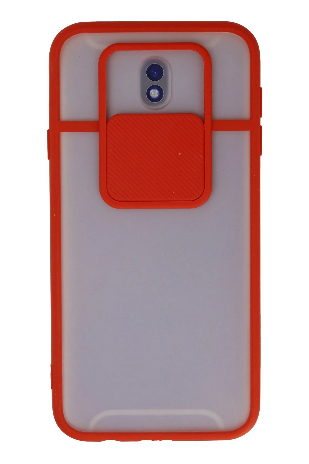 Newface Samsung Galaxy J7 Pro / J730 Kılıf Palm Buzlu Kamera Sürgülü Silikon - Kırmızı