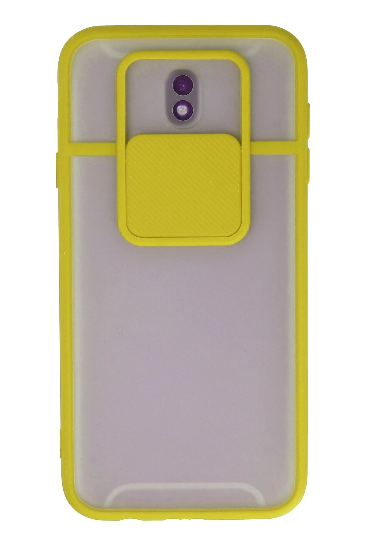 Newface Samsung Galaxy J7 Pro / J730 Kılıf Palm Buzlu Kamera Sürgülü Silikon - Sarı