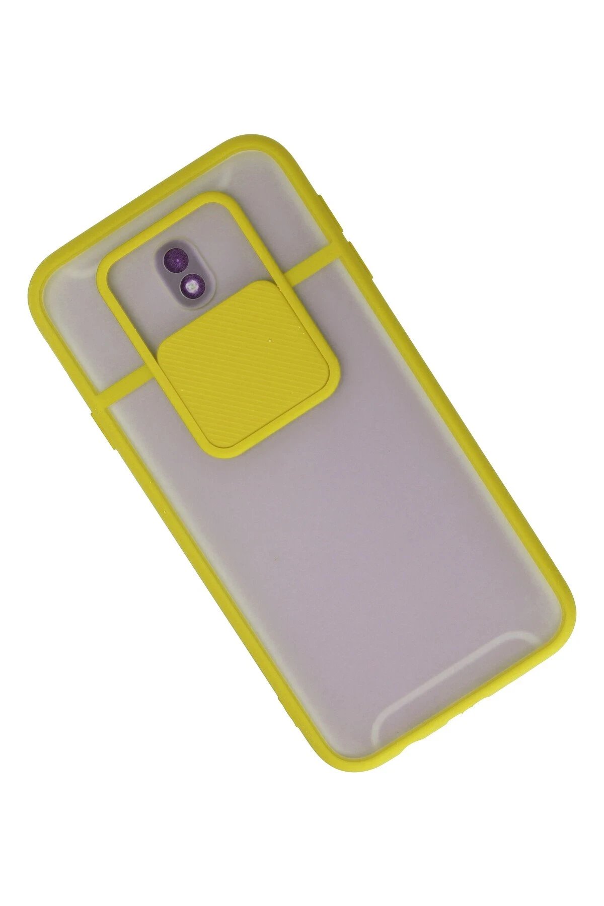 Newface Samsung Galaxy J7 Pro / J730 Kılıf Palm Buzlu Kamera Sürgülü Silikon - Sarı