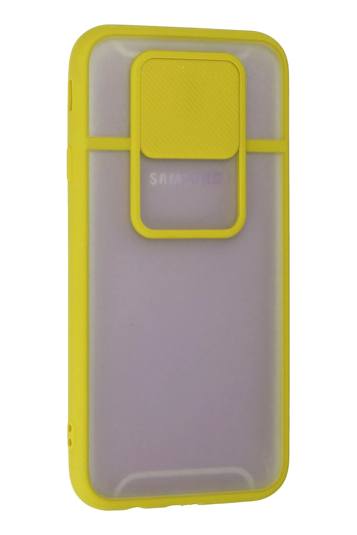 Newface Samsung Galaxy J7 Pro / J730 Kılıf Palm Buzlu Kamera Sürgülü Silikon - Sarı