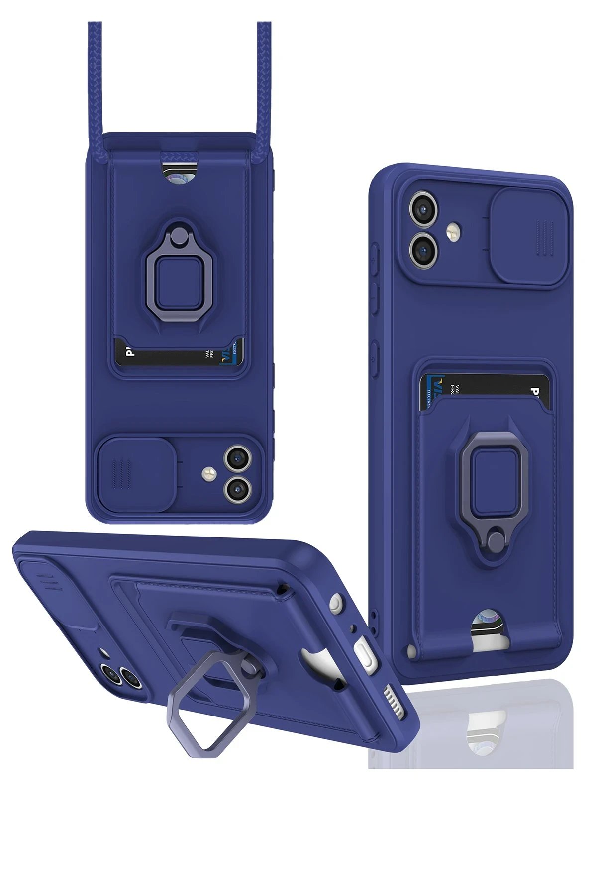 Newface Samsung Galaxy A04 Kılıf Zuma Kartvizitli Yüzüklü Silikon - Lacivert