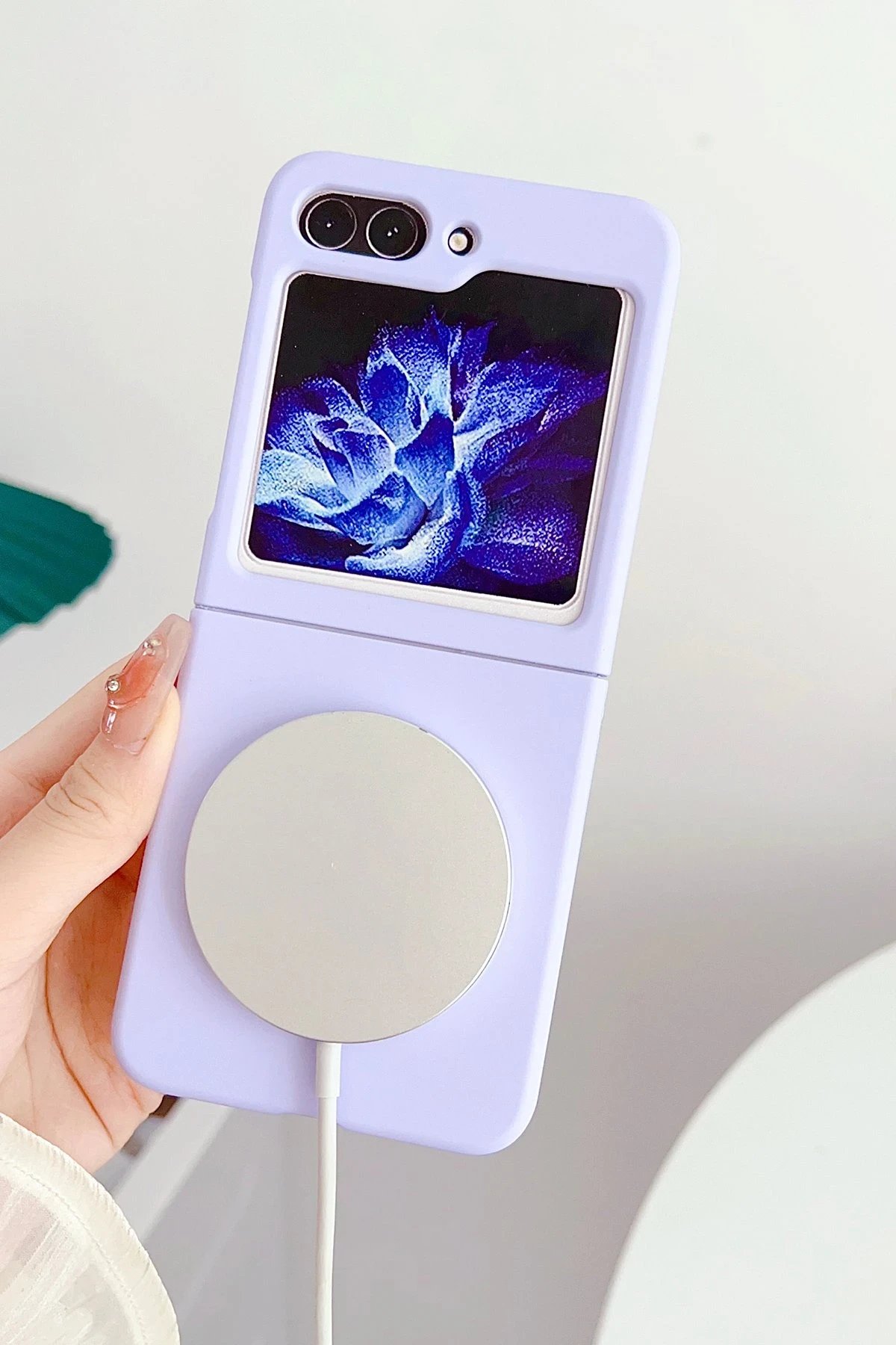 Newface Samsung Galaxy Z Flip 5 Kılıf Mata Fold Kapak - Sierra Blue