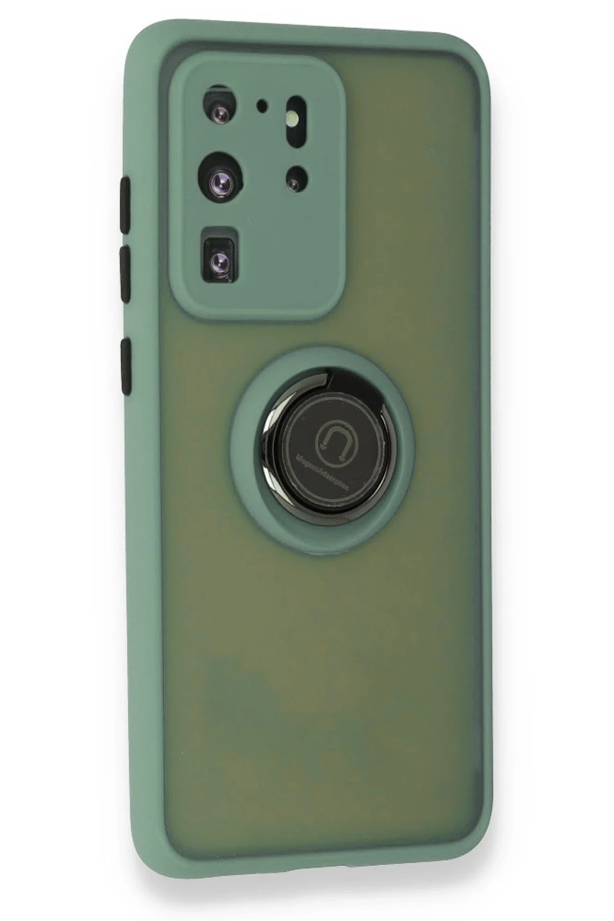 Newface Samsung Galaxy S20 Ultra Kılıf Montreal Yüzüklü Silikon Kapak - Yeşil